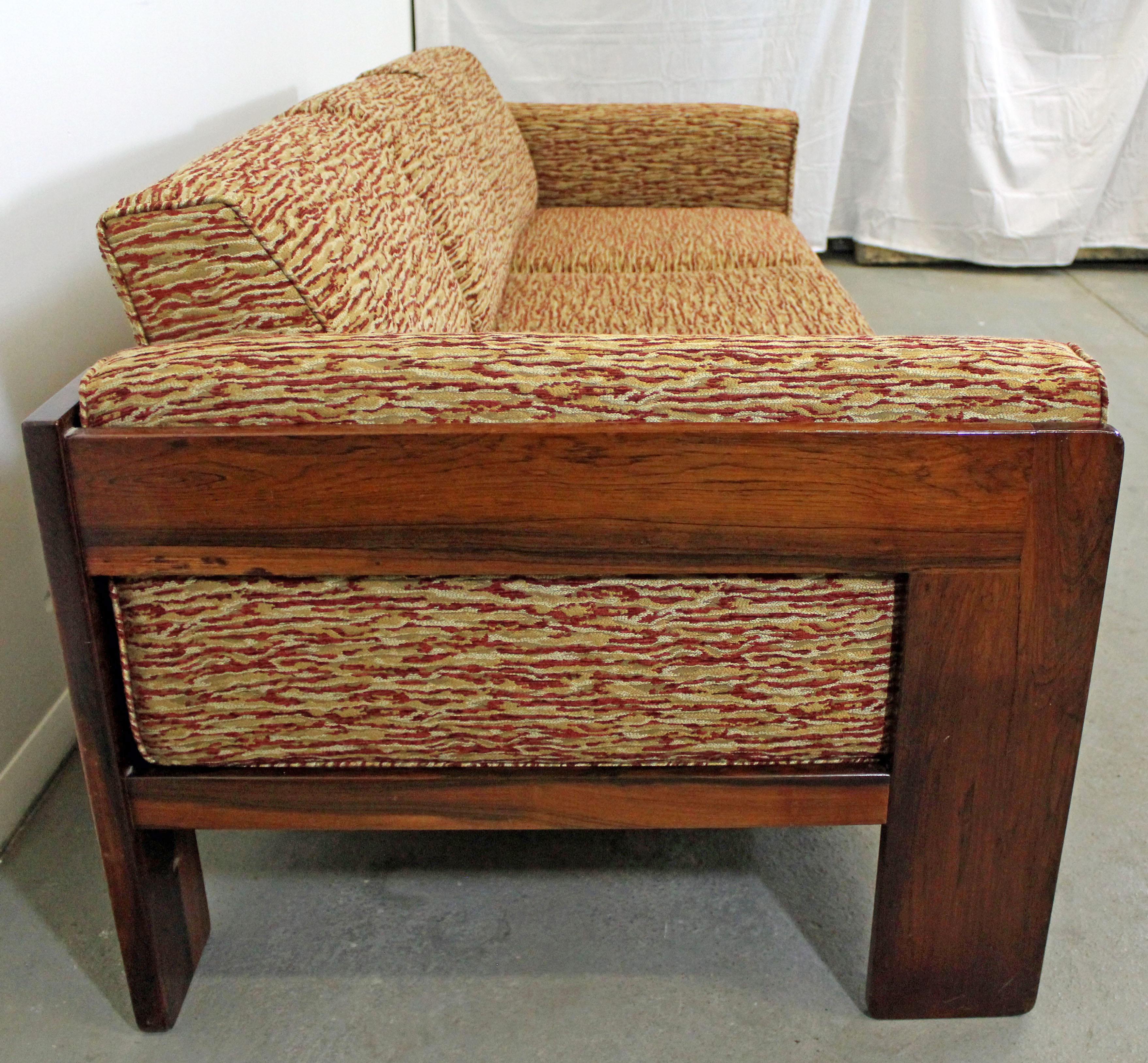 Midcentury Danish Modern 'Bastiano' Tobia Scarpa Style Rosewood Sofa In Good Condition In Wilmington, DE