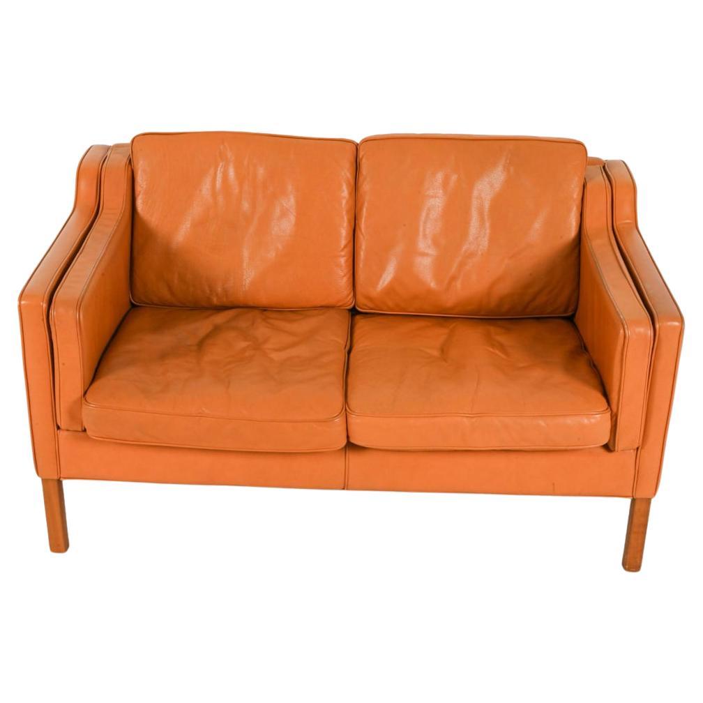 Mid-Century Modern Mid-Century Danish Modern Beautiful butterscotch Leather 2 Seat Sofa Birch Legs For Sale