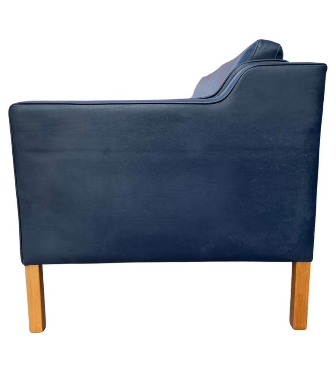 small blue leather sofa