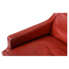 Mid-Century Danish Modern Beautiful Red Leather 2 Seat Sofa rosewood Legs