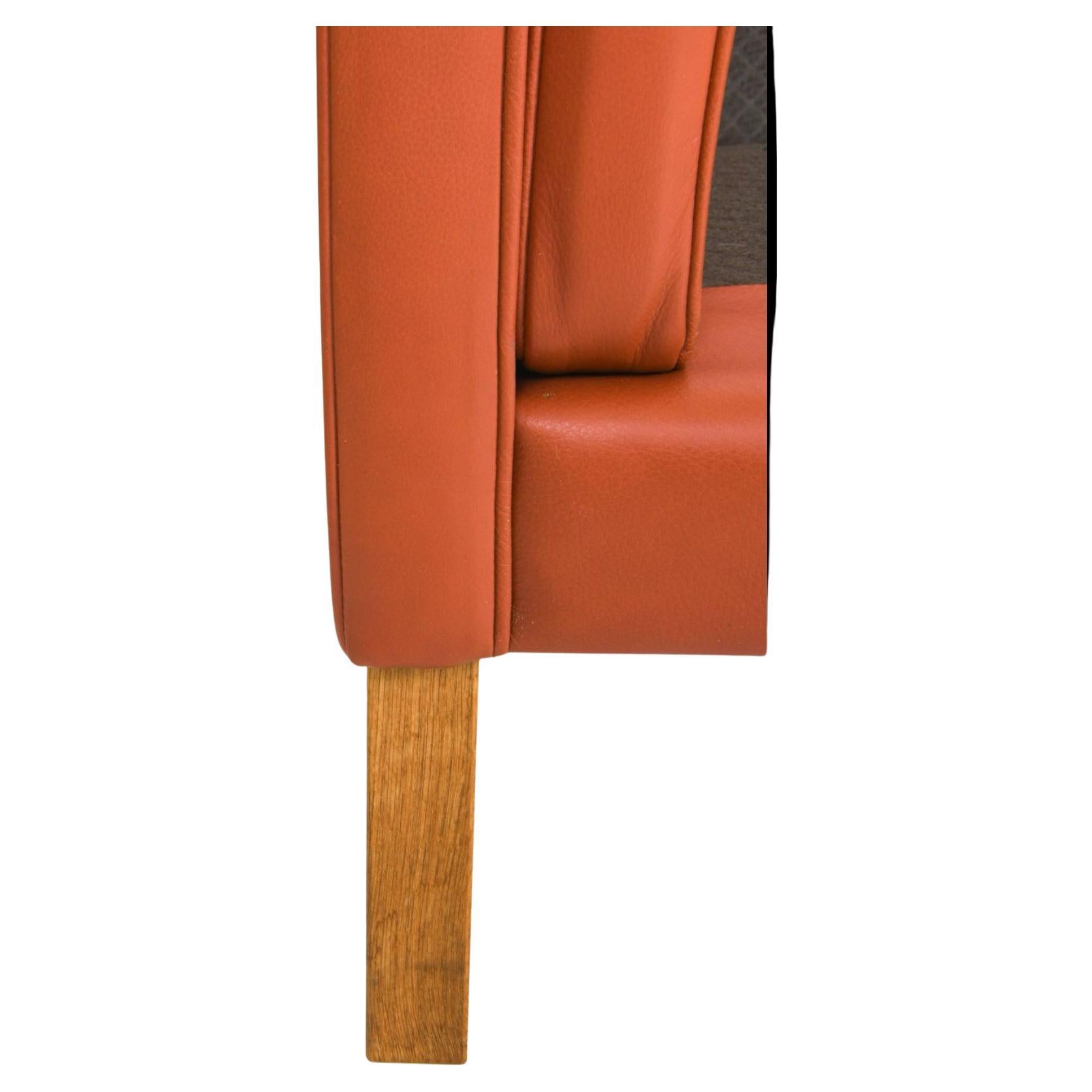 Woodwork Mid century Danish Modern Beautiful Red Leather 3 Seat Sofa Børge Mogensen style For Sale