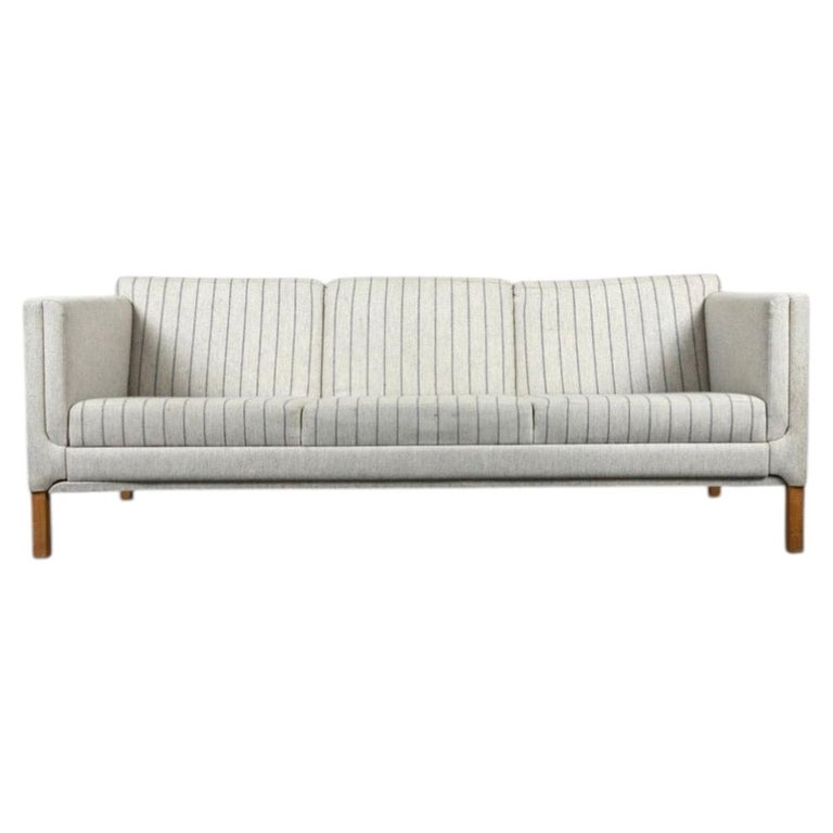 Mid century Danish Modern Beautiful striped wool 3 Seat Sofa by Erik Jørgensen