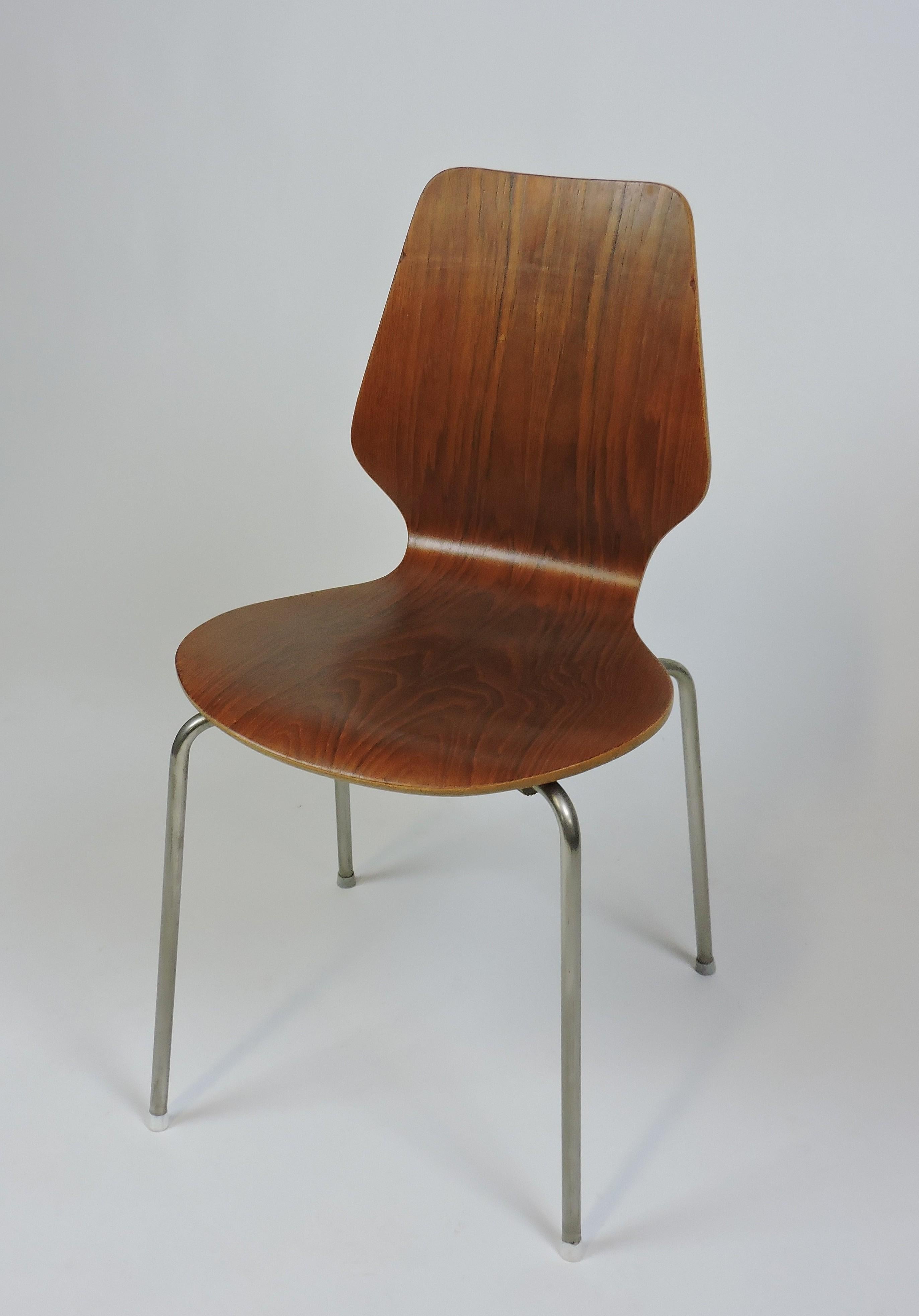 Chaise de salle à manger, d'appoint ou de bureau en bois courbé danois moderne du milieu du siècle dernier en vente 2