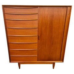 Mid-Century Danish Modern Bernhard Pedersen & Son Teak Tambour Gentleman’s Chest