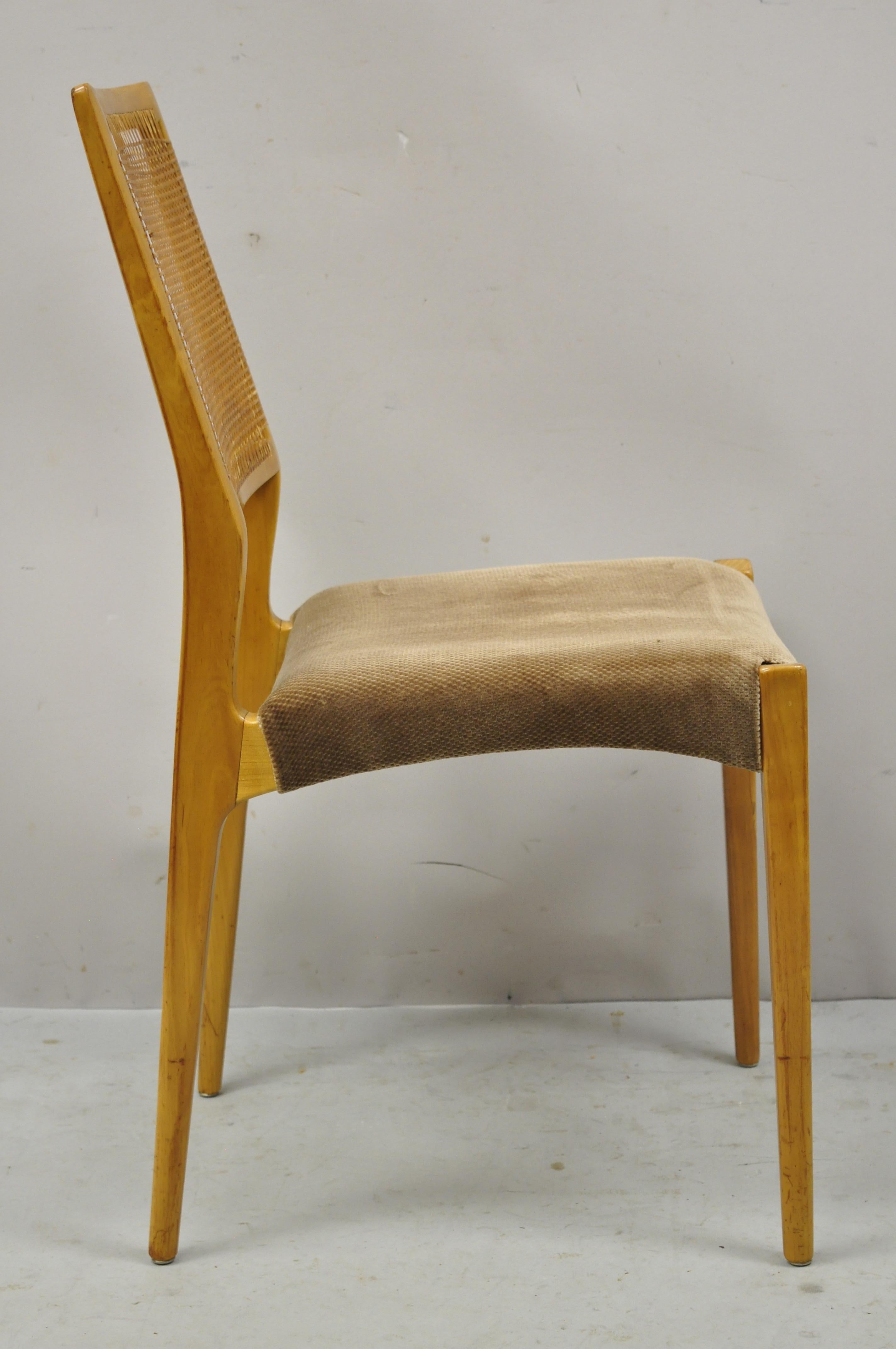 Mid Century Danish Modern Birch Wood Cane Back Dining Side Chairs, Set of 6 For Sale 7