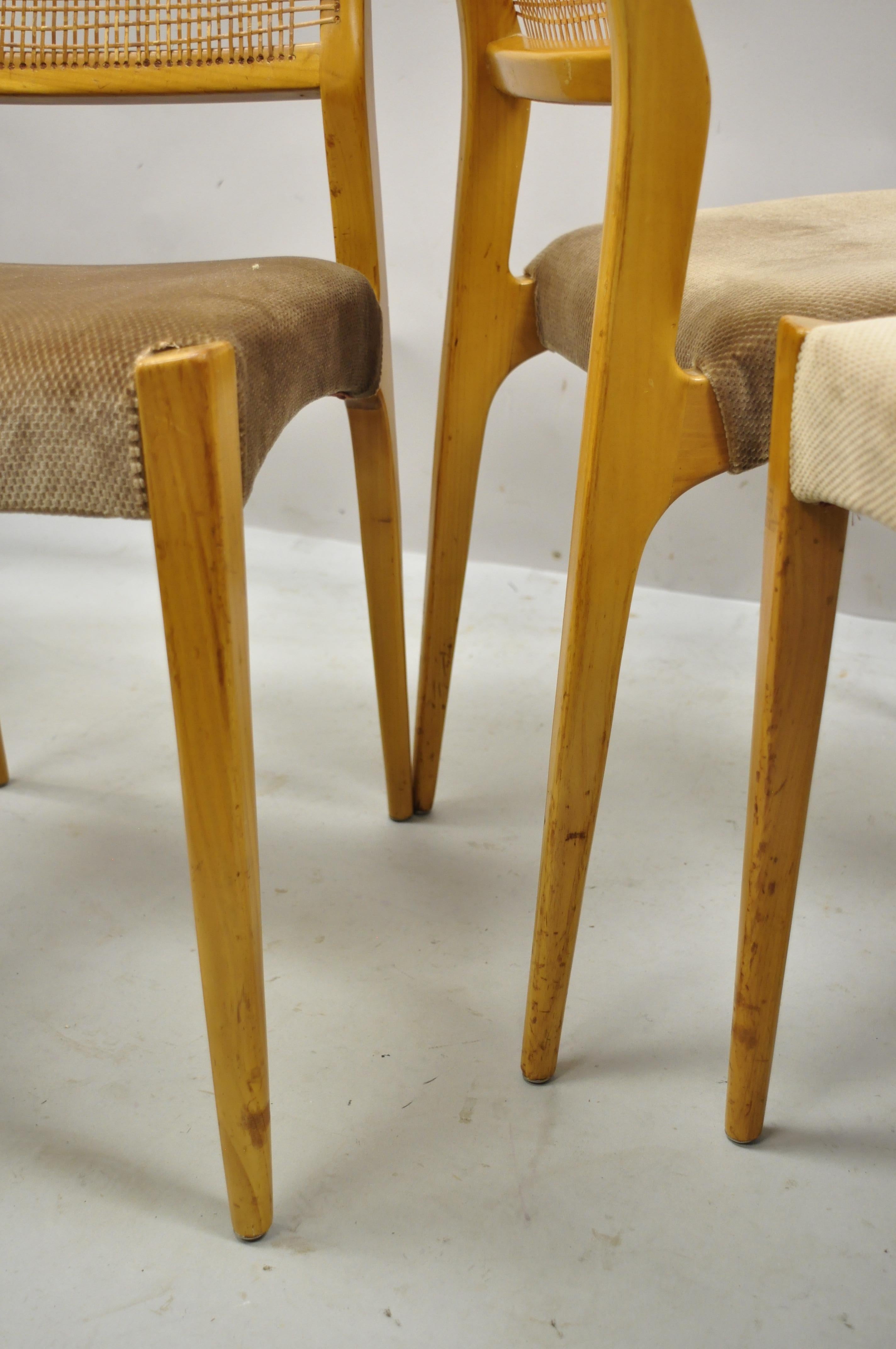 Mid-20th Century Mid Century Danish Modern Birch Wood Cane Back Dining Side Chairs, Set of 6 For Sale