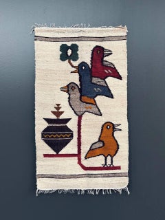 Mid-Century Danish Modern Bird Motif Wall Tapestry