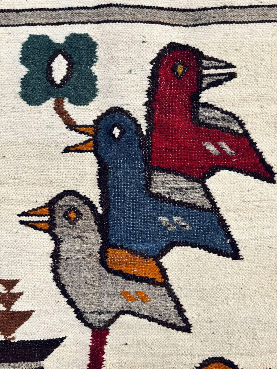 American Mid-Century Danish Modern Bird Motif Wall Tapestry
