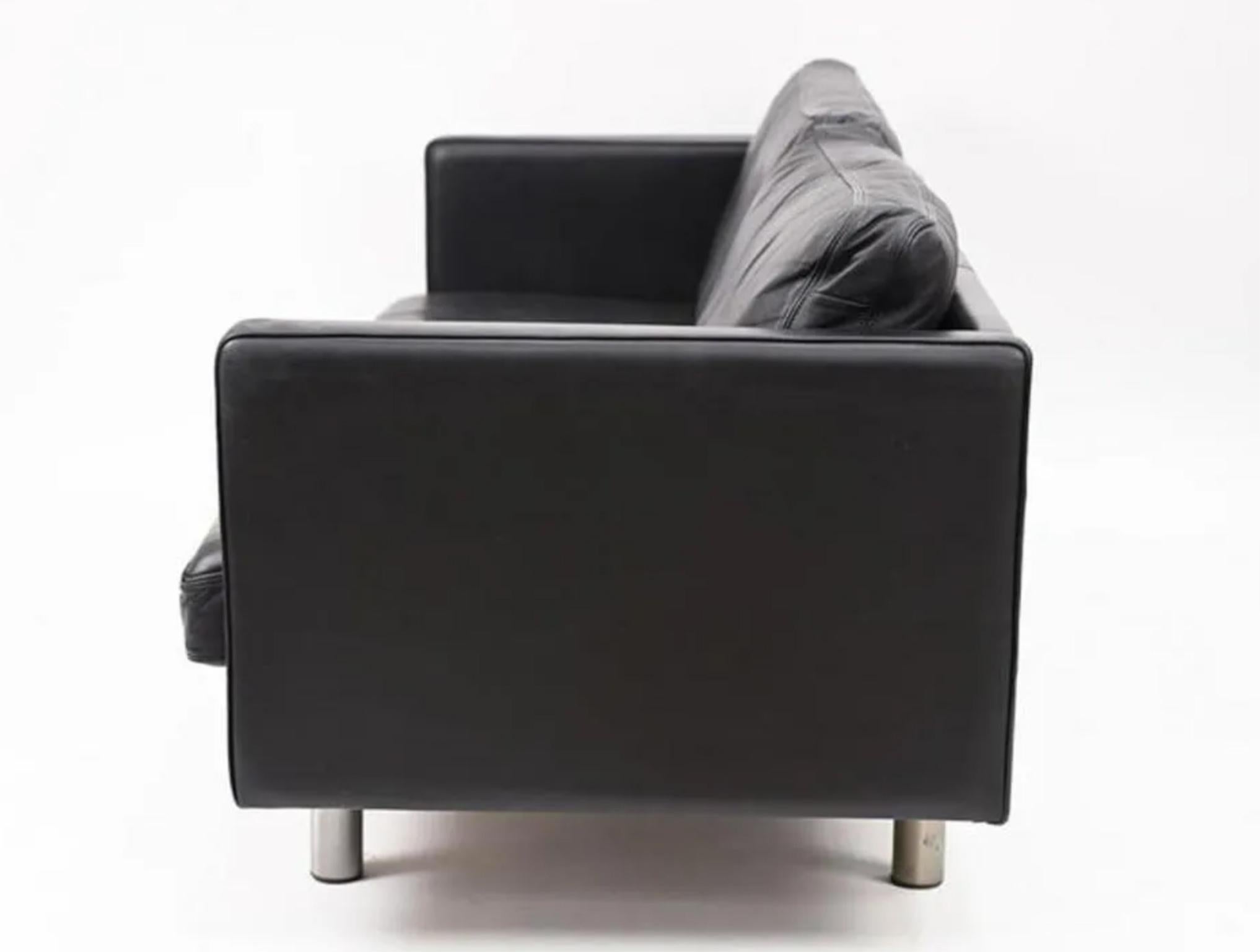 leather sofa with chrome legs
