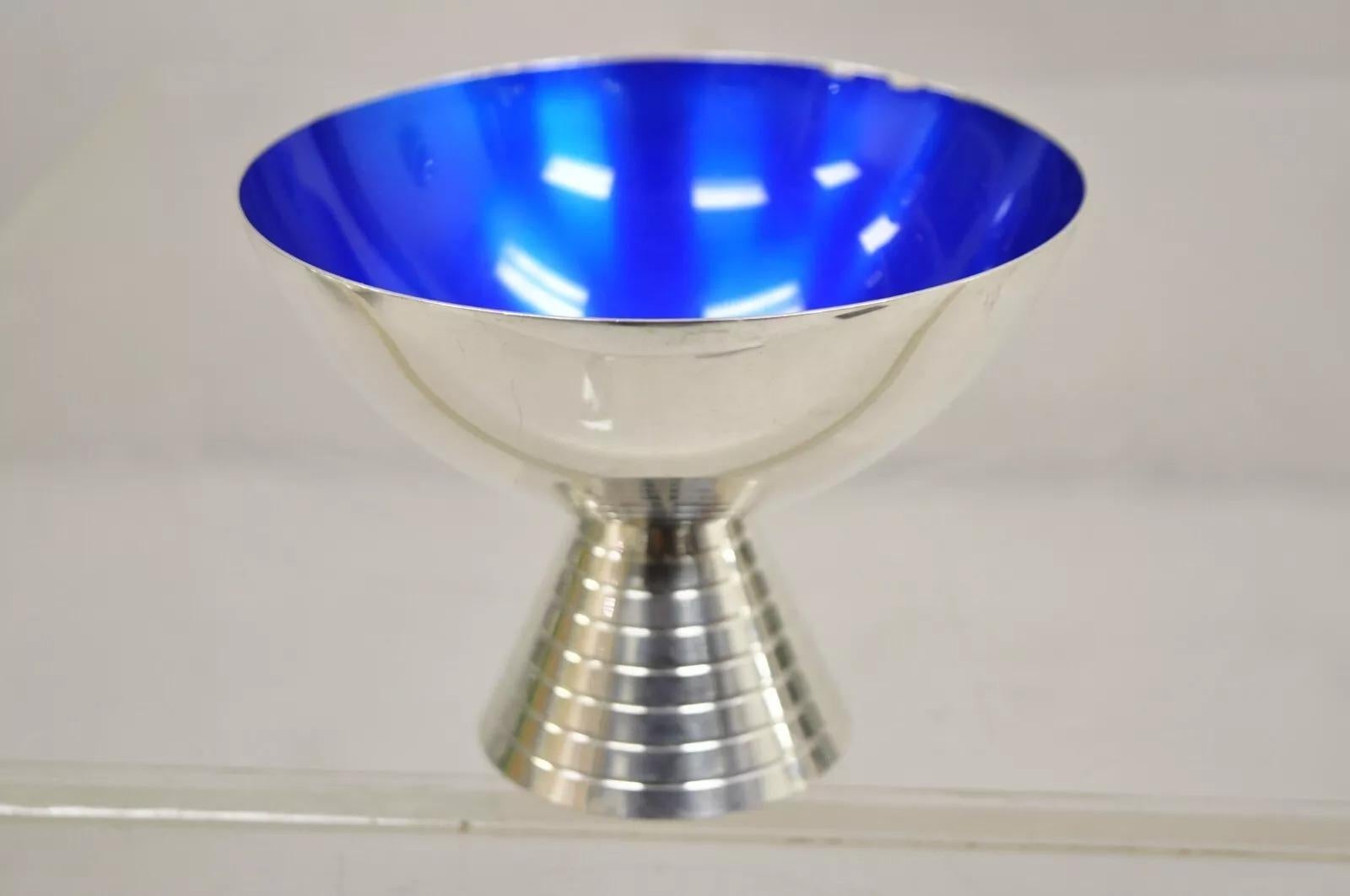 Mid Century Danish Modern Blau Grün Rot Versilbert Emaille Kompott - 3 St. im Zustand „Gut“ im Angebot in Philadelphia, PA