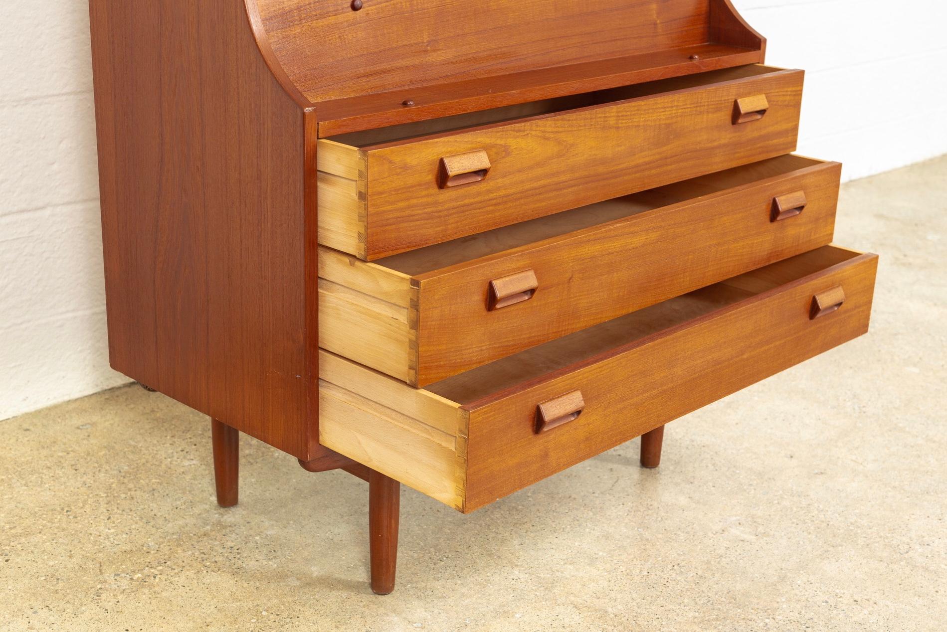 Midcentury Danish Modern Borge Mogensen Teak Wood Drop Front Secretary Desk For Sale 3