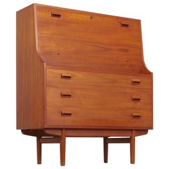 Vintage Midcentury Danish Modern Borge Mogensen Teak Wood Drop Front Secretary Desk