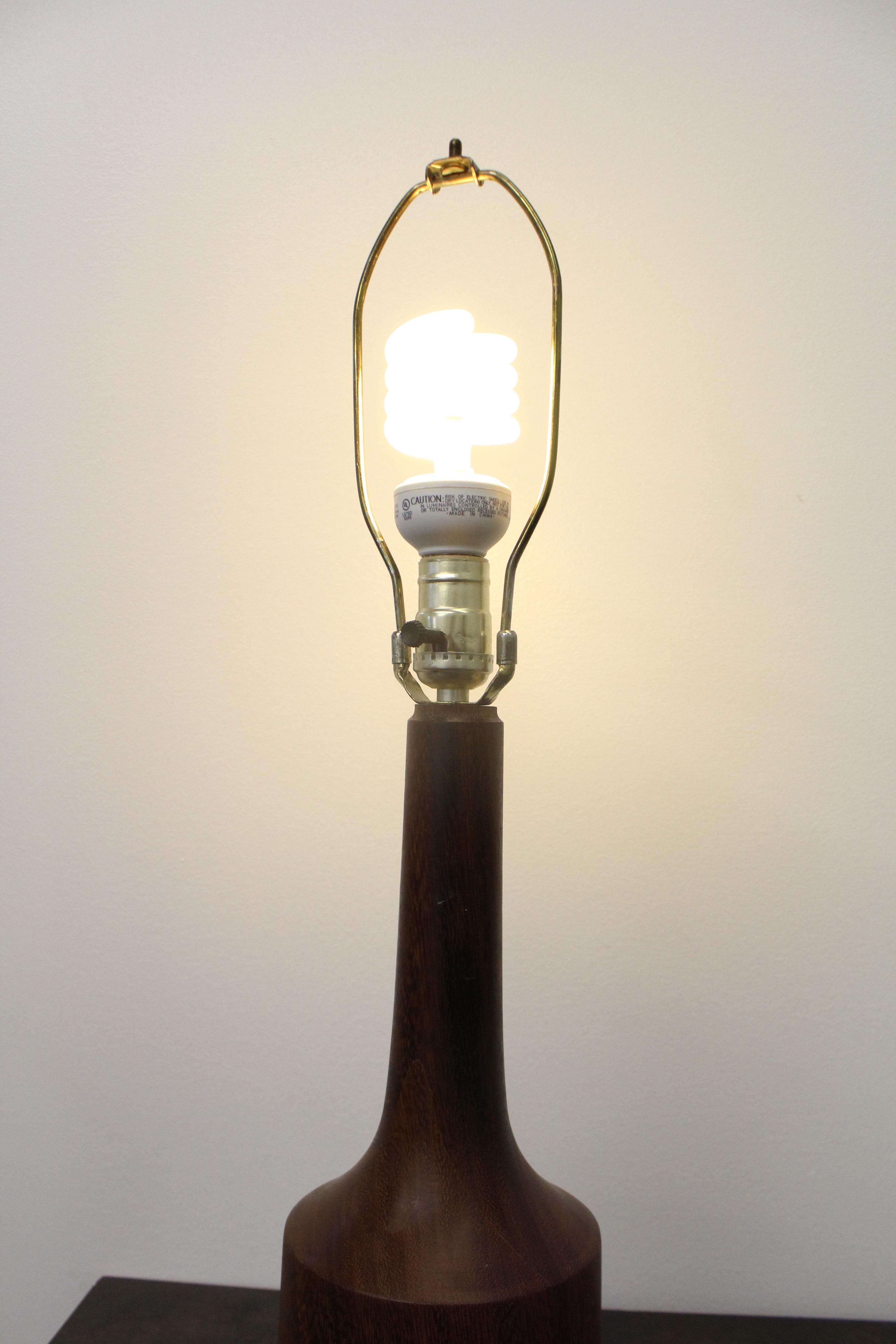 Mid-Century Danish Modern Bottle Shape Round Teak Table Lamp 6