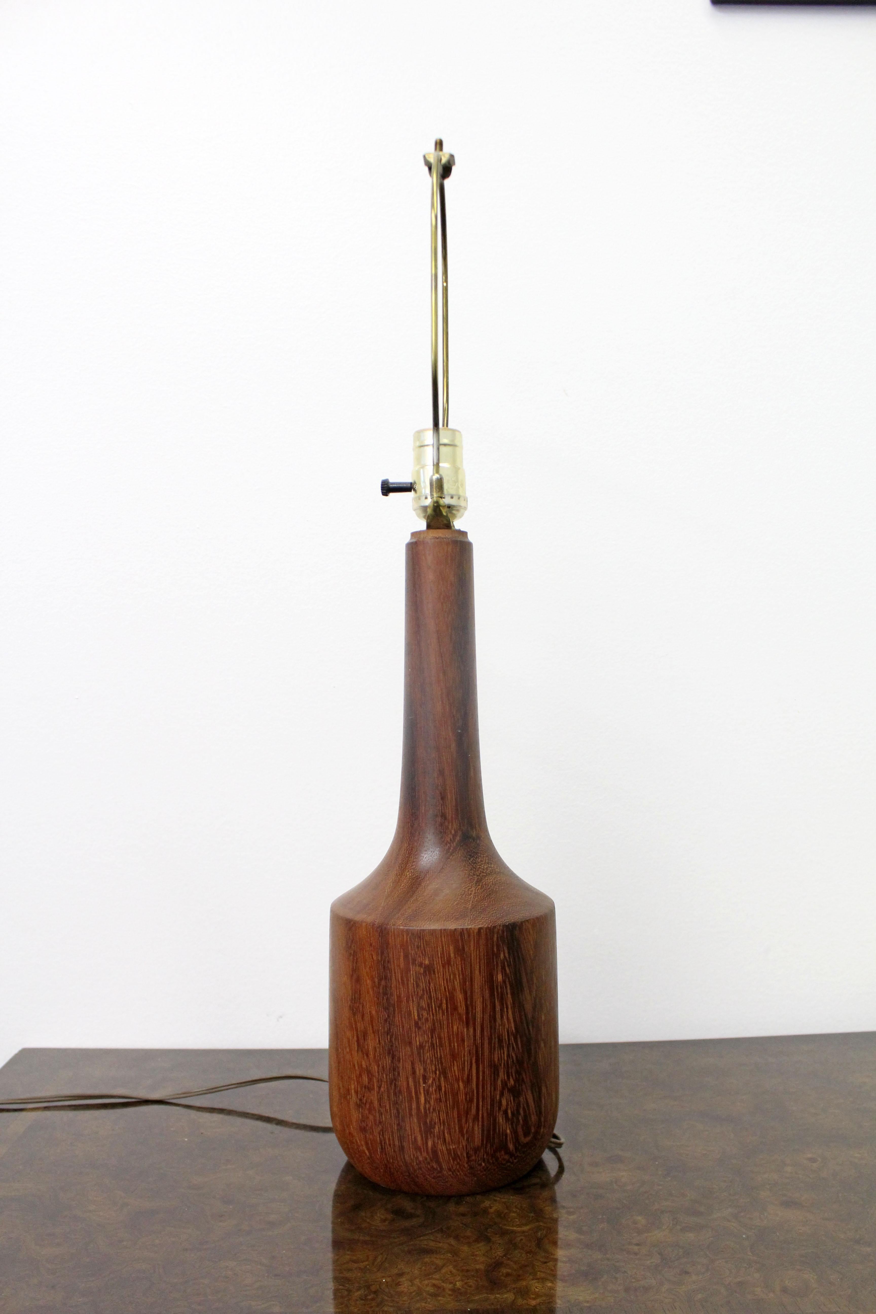 Scandinavian Modern Mid-Century Danish Modern Bottle Shape Round Teak Table Lamp