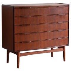 Retro Midcentury Danish Modern Bow Front Teak Highboy Dresser