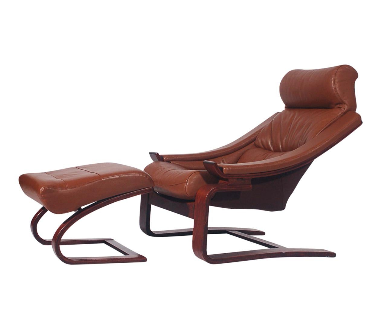 leather lounge chair mid century