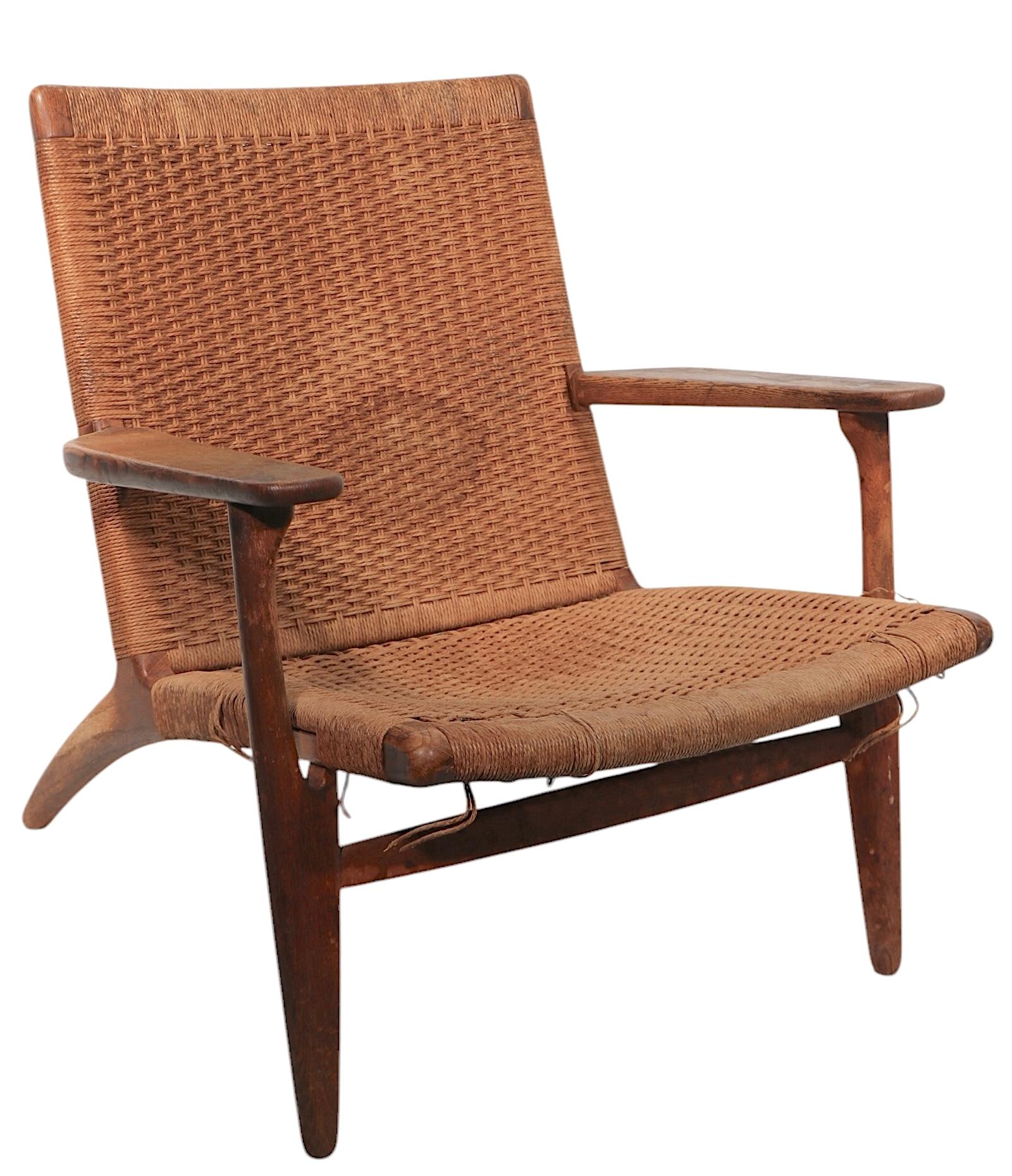 Silla de salón CH-25, moderna danesa de mediados de siglo, diseñada por Hans J. Wegner 2
