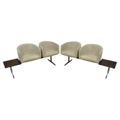 Vintage Mid Century Danish Modern Club Chair Sectional Sofa Set w/ Rosewood End Tables