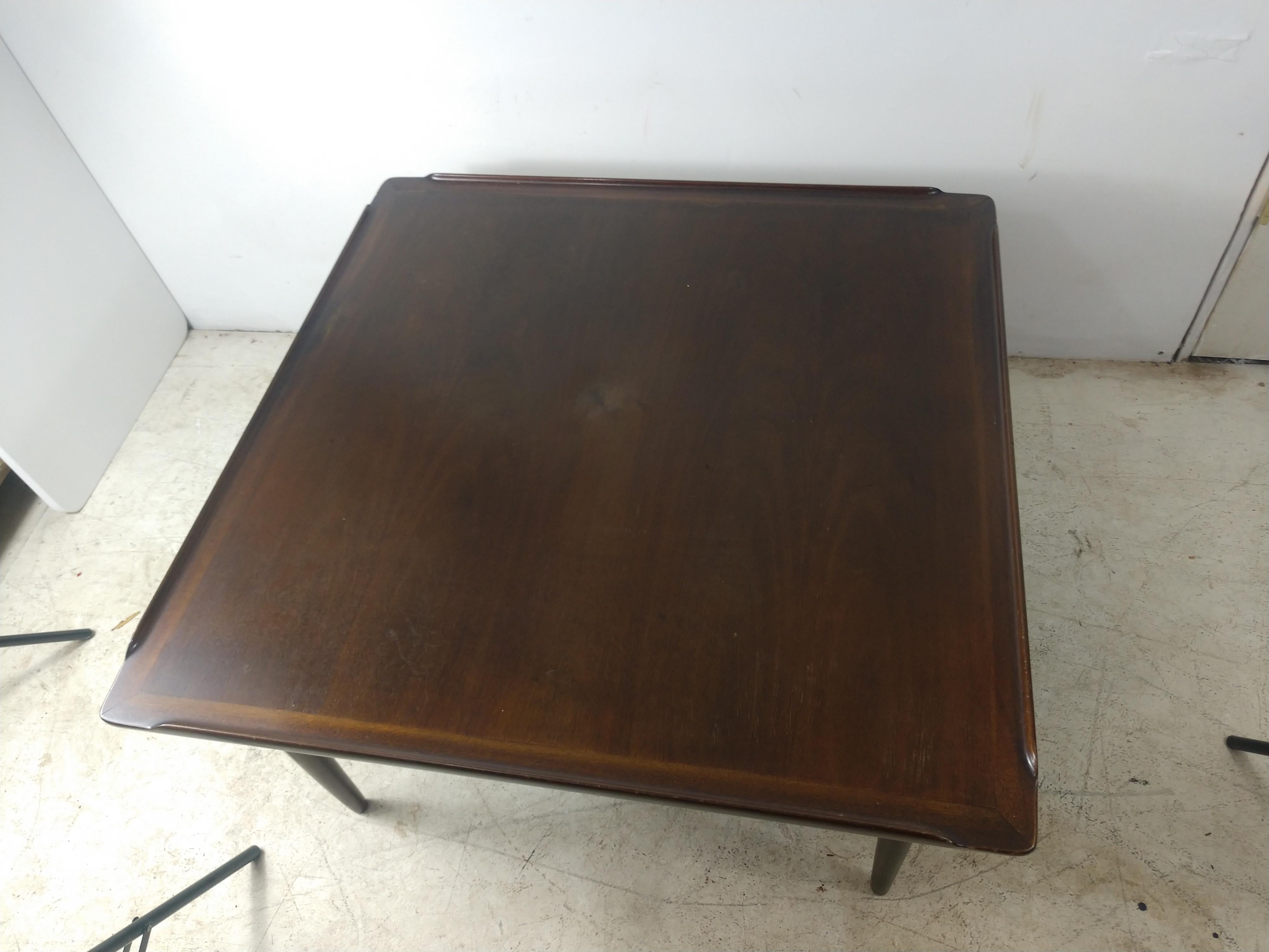 Scandinavian Modern Mid Century Danish Modern Square Cocktail Teak Table by Selig For Sale