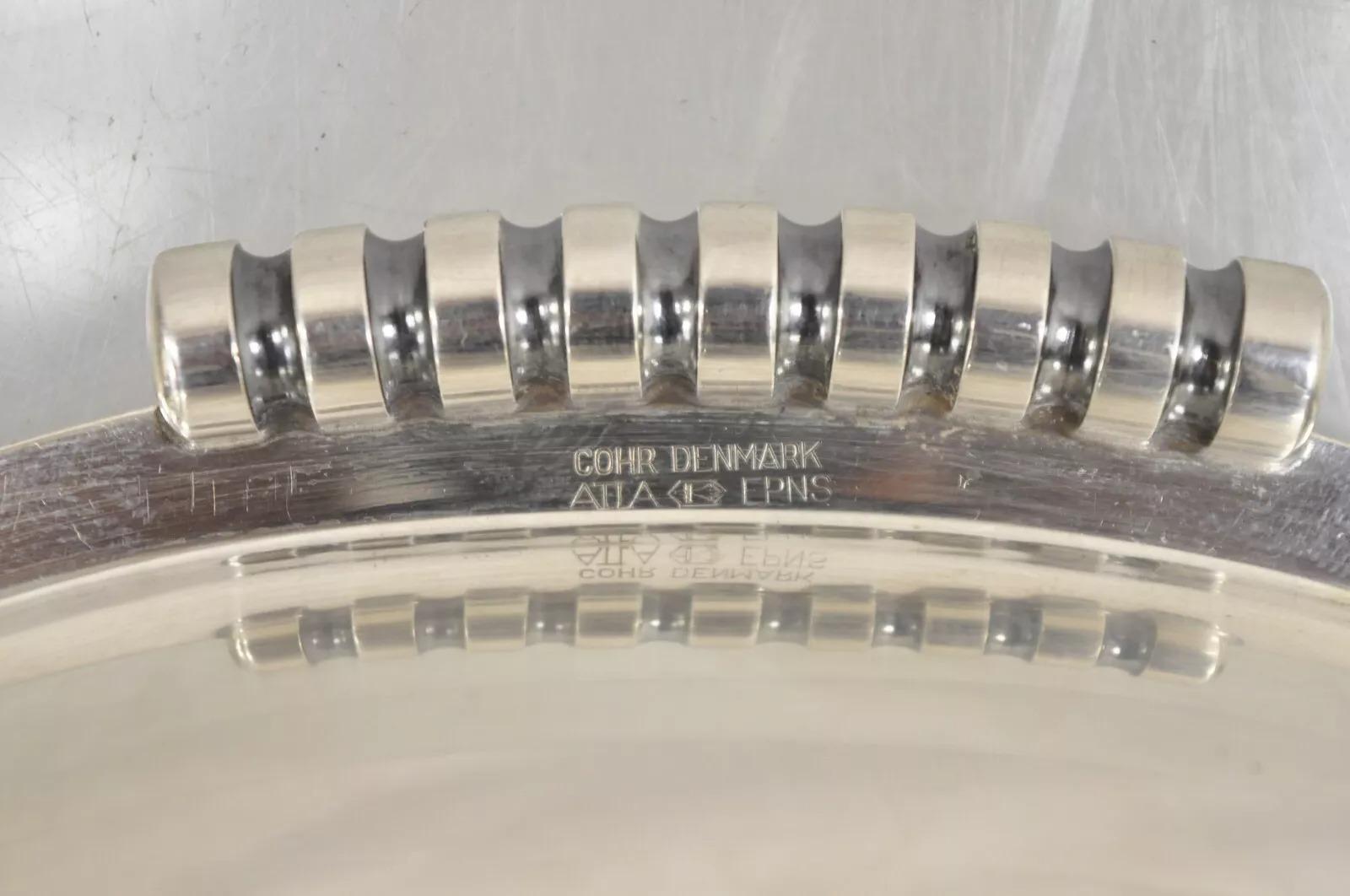 Mid Century Danish Modern Cohr Alta EPNS 32362 Silver Plated Serving Bowl Dish In Good Condition For Sale In Philadelphia, PA
