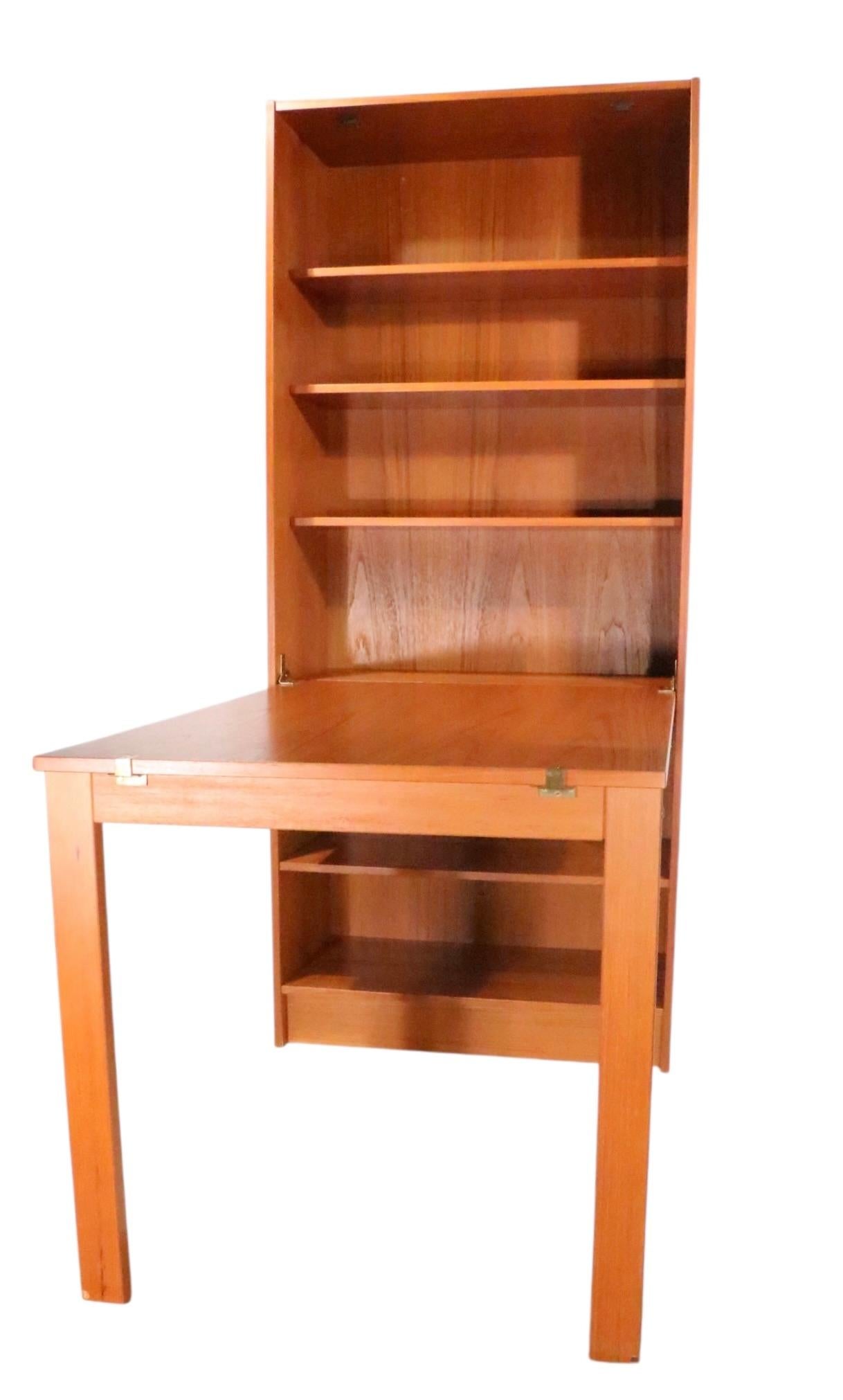 Mid Century Danish Modern Combination Bookshelf Dining Table Desk by Domino For Sale 7