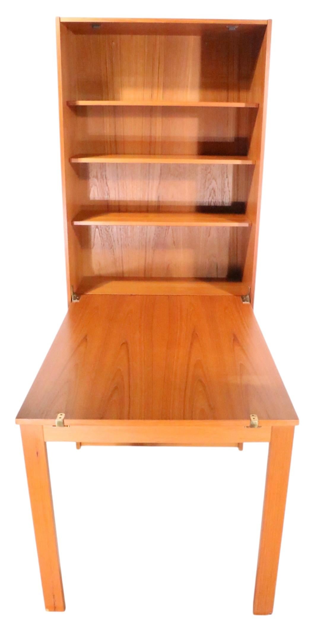Mid Century Danish Modern Combination Bookshelf Dining Table Desk by Domino For Sale 8