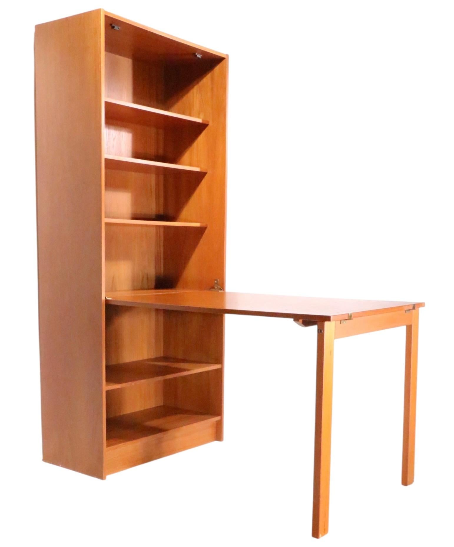 Mid Century Danish Modern Combination Bookshelf Dining Table Desk by Domino For Sale 9