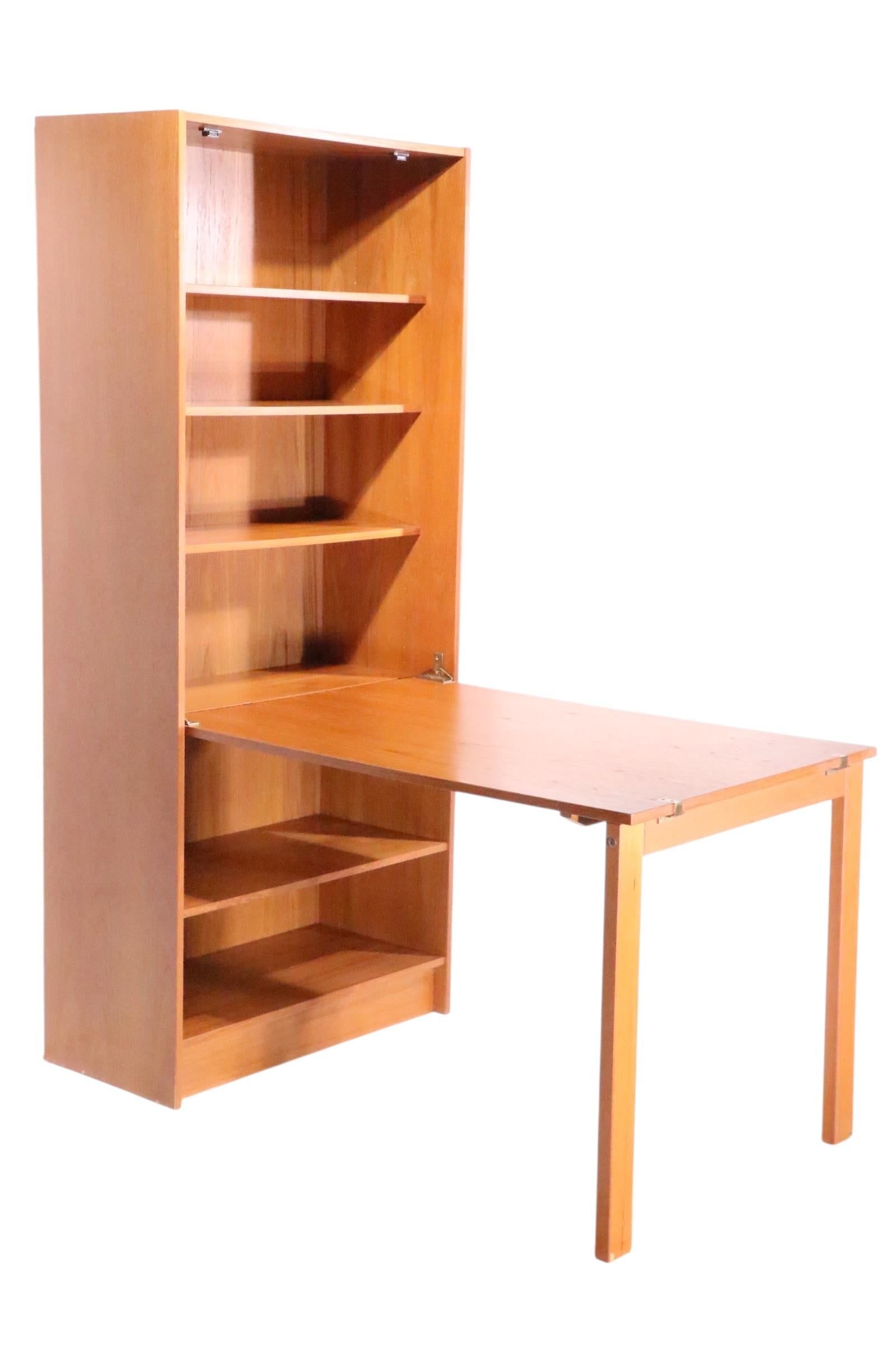 Mid Century Danish Modern Combination Bookshelf Dining Table Desk by Domino For Sale 10