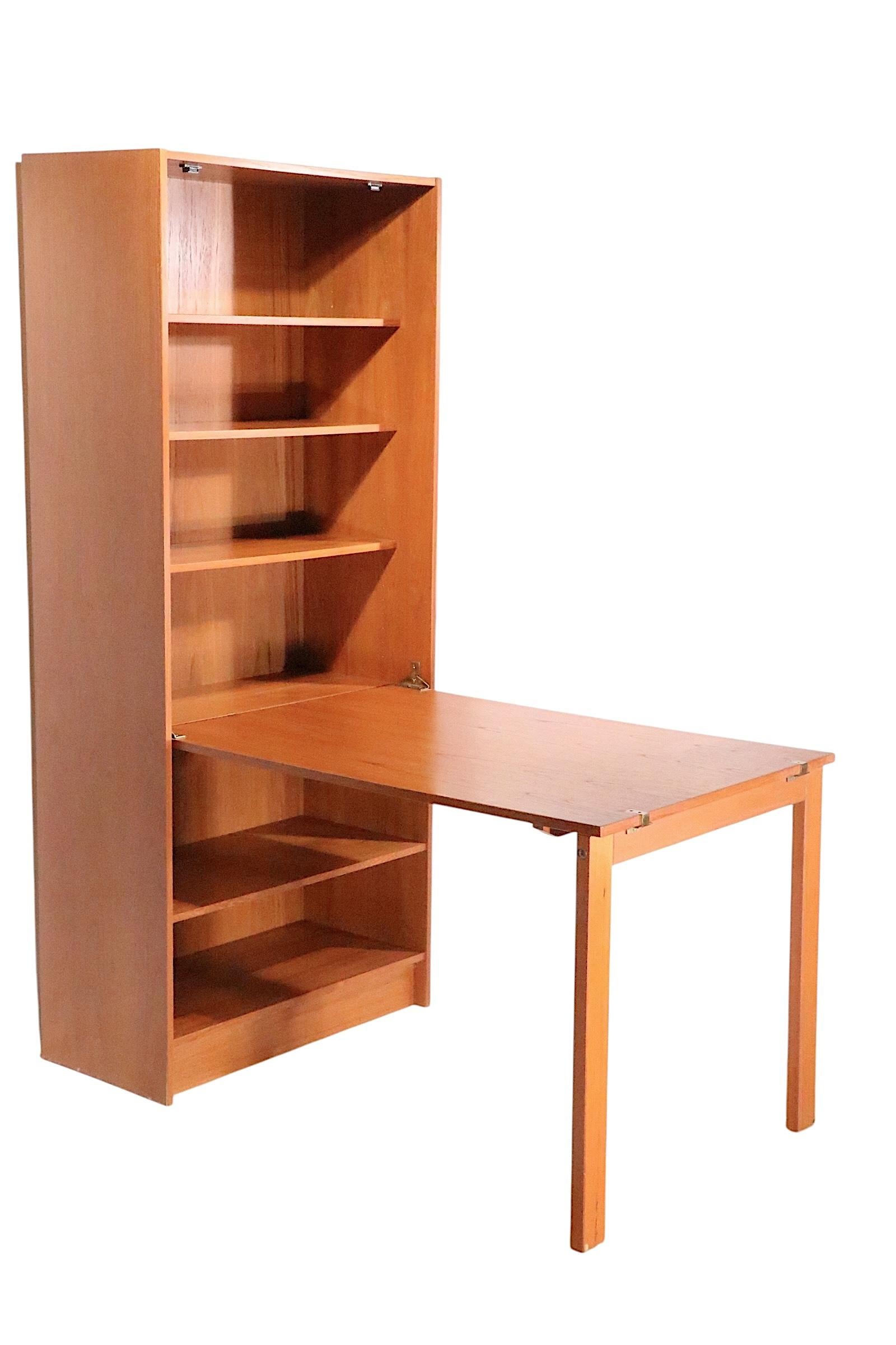 Scandinavian Modern Mid Century Danish Modern Combination Bookshelf Dining Table Desk by Domino For Sale