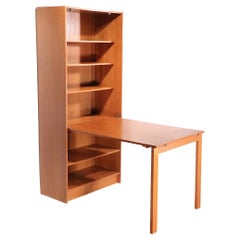 Mid Century Danish Modern Combination Bookshelf Dining Table Desk by Domino