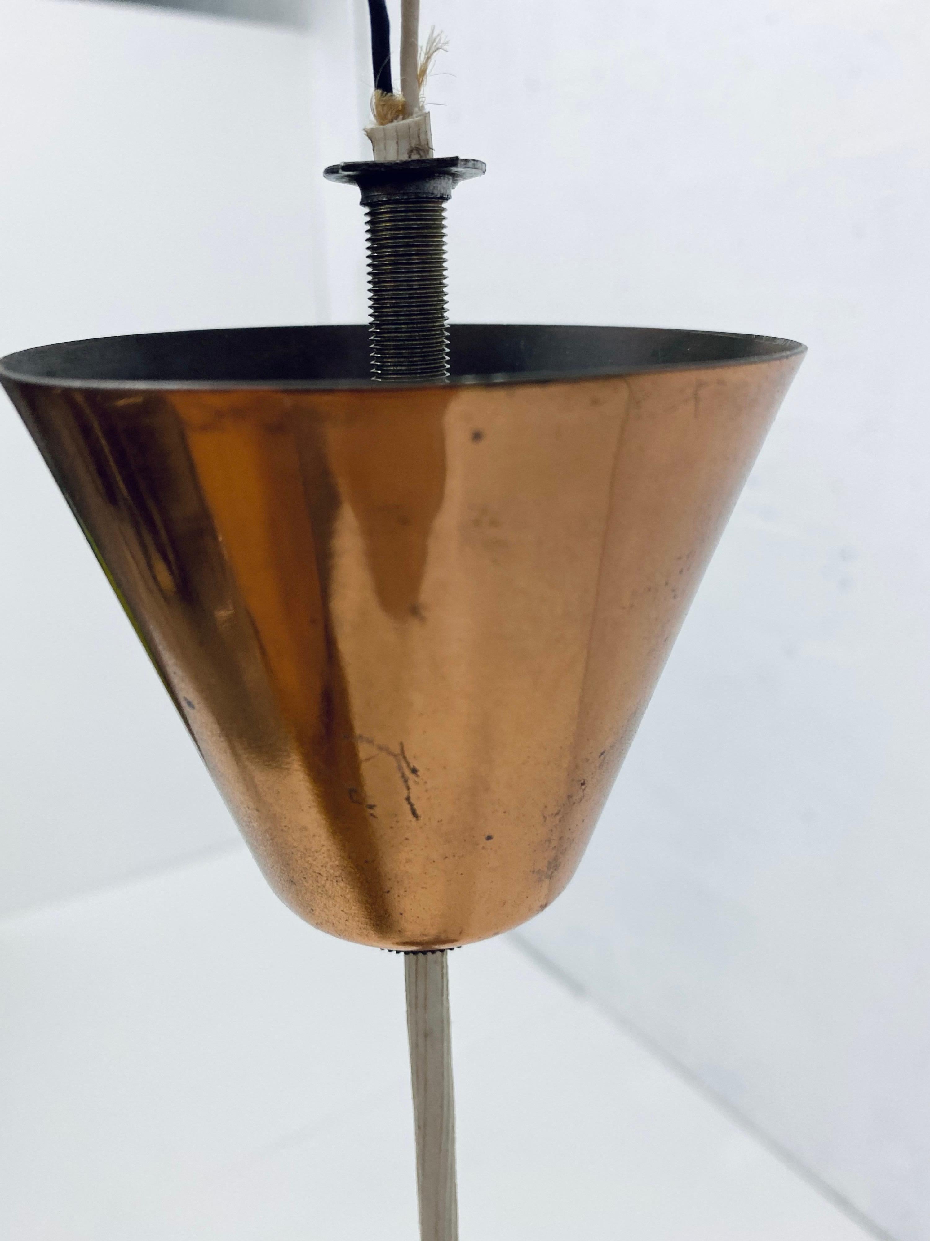 Rame Lampada da soffitto a sospensione a cono in rame danese di metà secolo, anni '50 in vendita