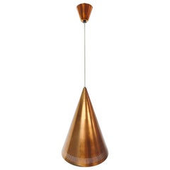 Mid-Century Danish Modern Copper Cone Pendant Ceiling Lamp, 1950s