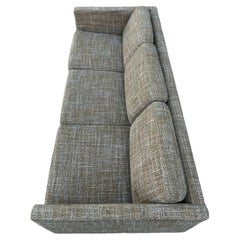 Divano moderno danese a 3 posti Cube di metà secolo con tappezzeria intrecciata marrone