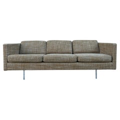 Used Mid-Century Danish Modern Cube 3 Seat Sofa in Brown Woven Upholstery