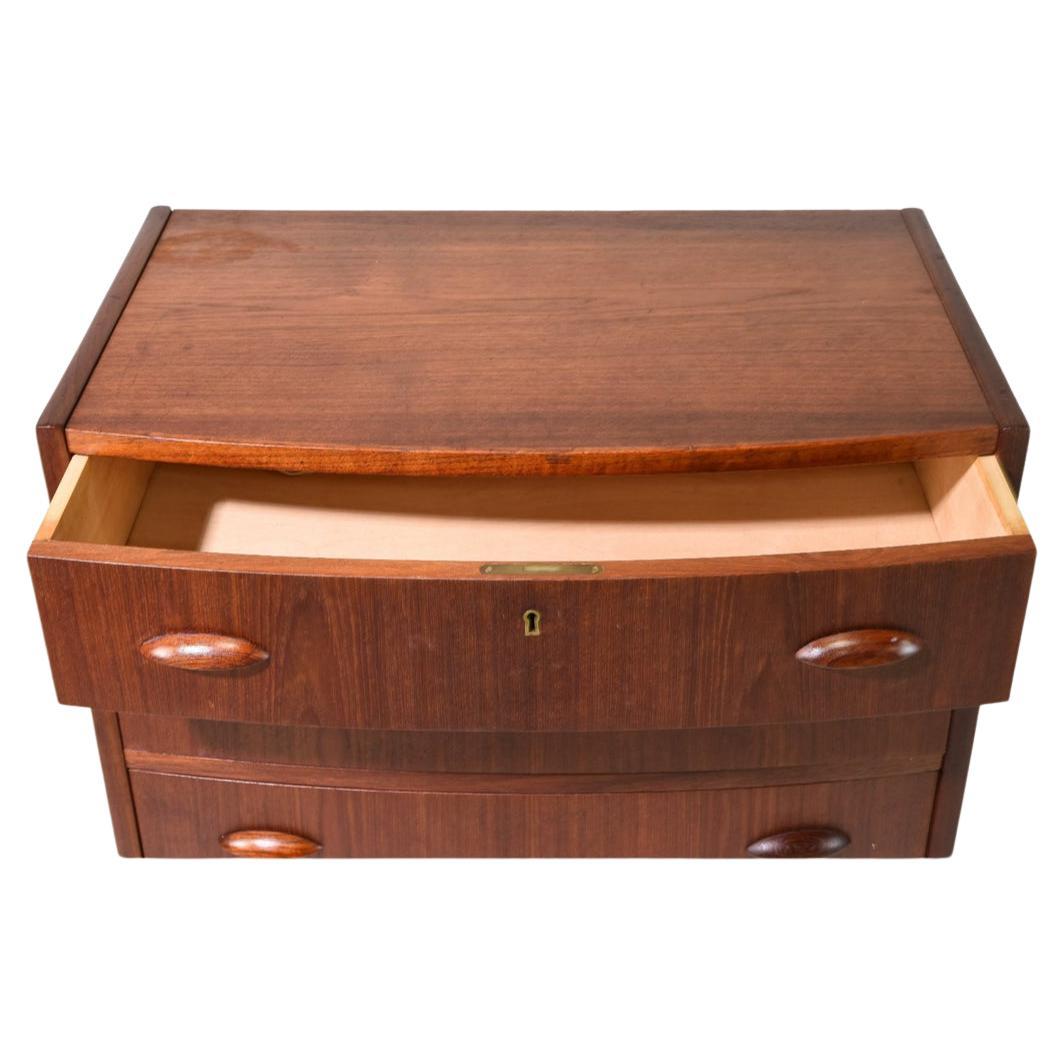 Woodwork Mid century Danish modern curved front 6 drawer teak tall dresser