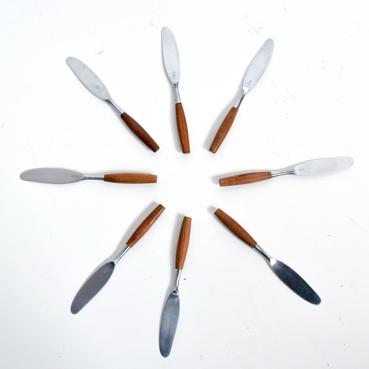 Stainless Steel Midcentury Danish Modern Dansk Flatware Set 53 Pieces Teak Stainless Fjord Jens