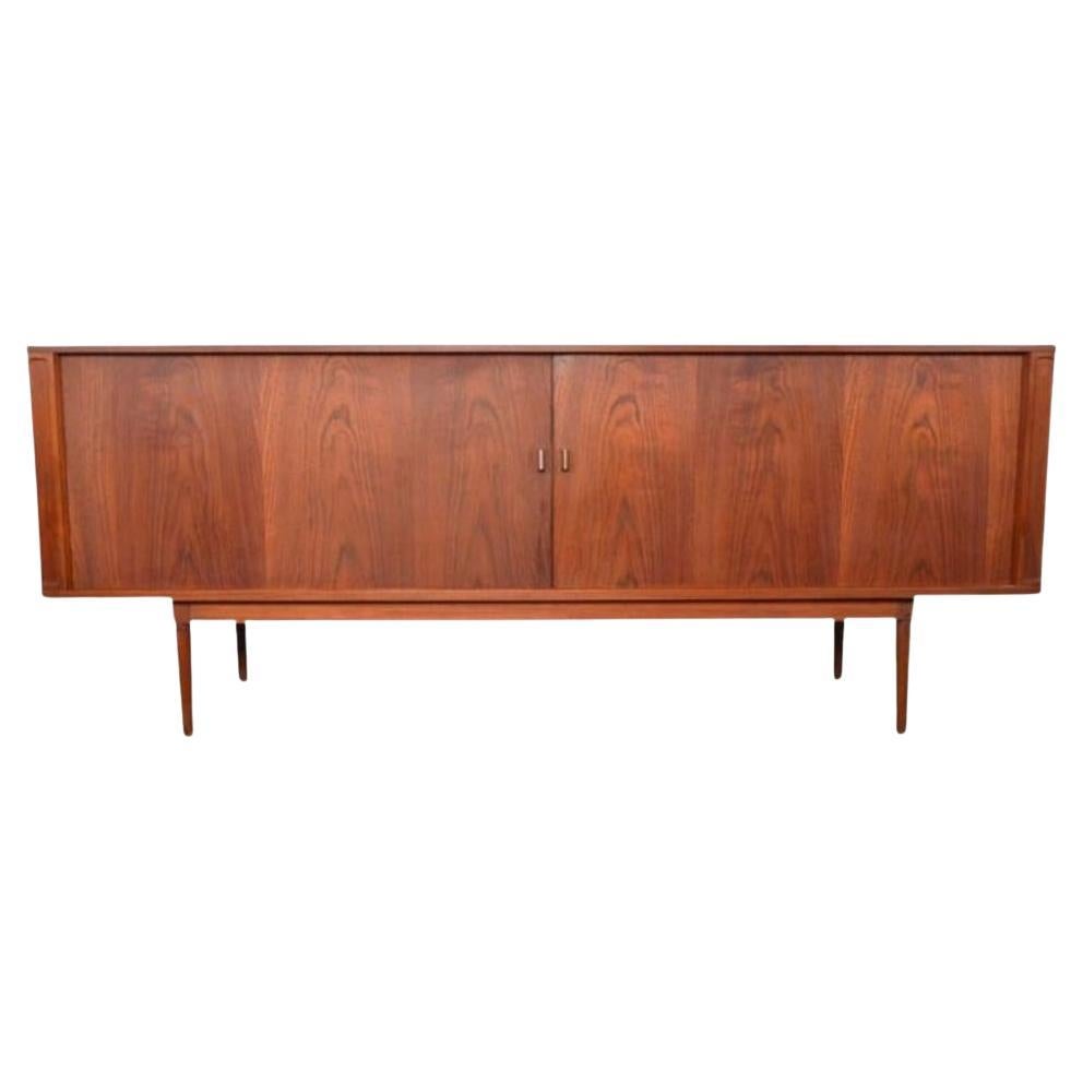 Mid century Danish Modern Dansk Lovig Teak Tambour Door Long Credenza