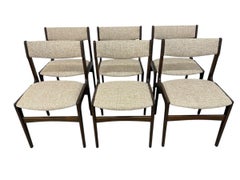 Mid-Century Danish Modern Dark Walnut Dining Chairs - Set of 6