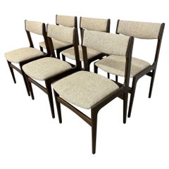Mid-Century Danish Modern Dark Walnut Dining Chairs - Set of 6