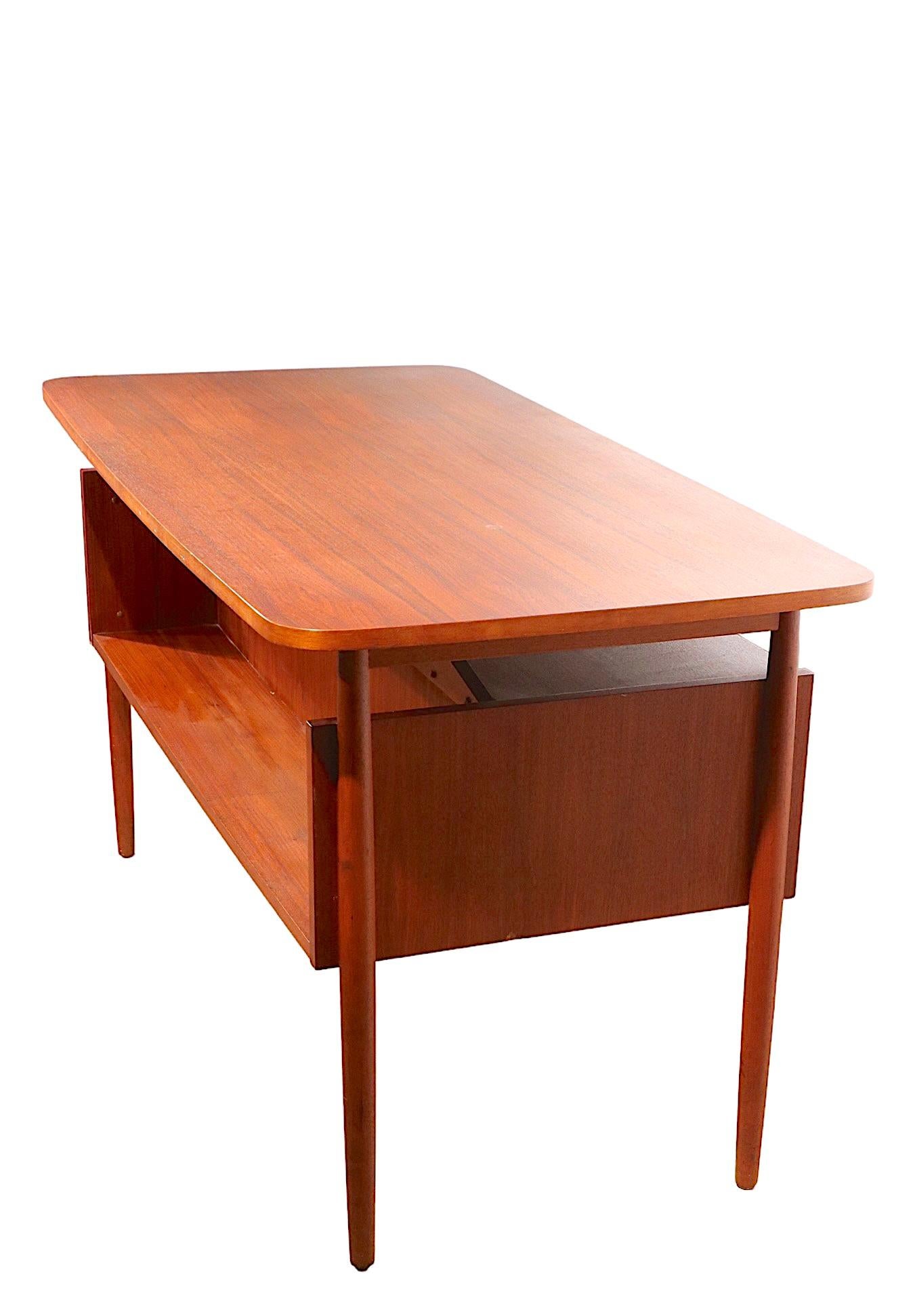 Teak  Mid Century Danish Modern Desk by Gunnar Nielsen Tibergaard Desk