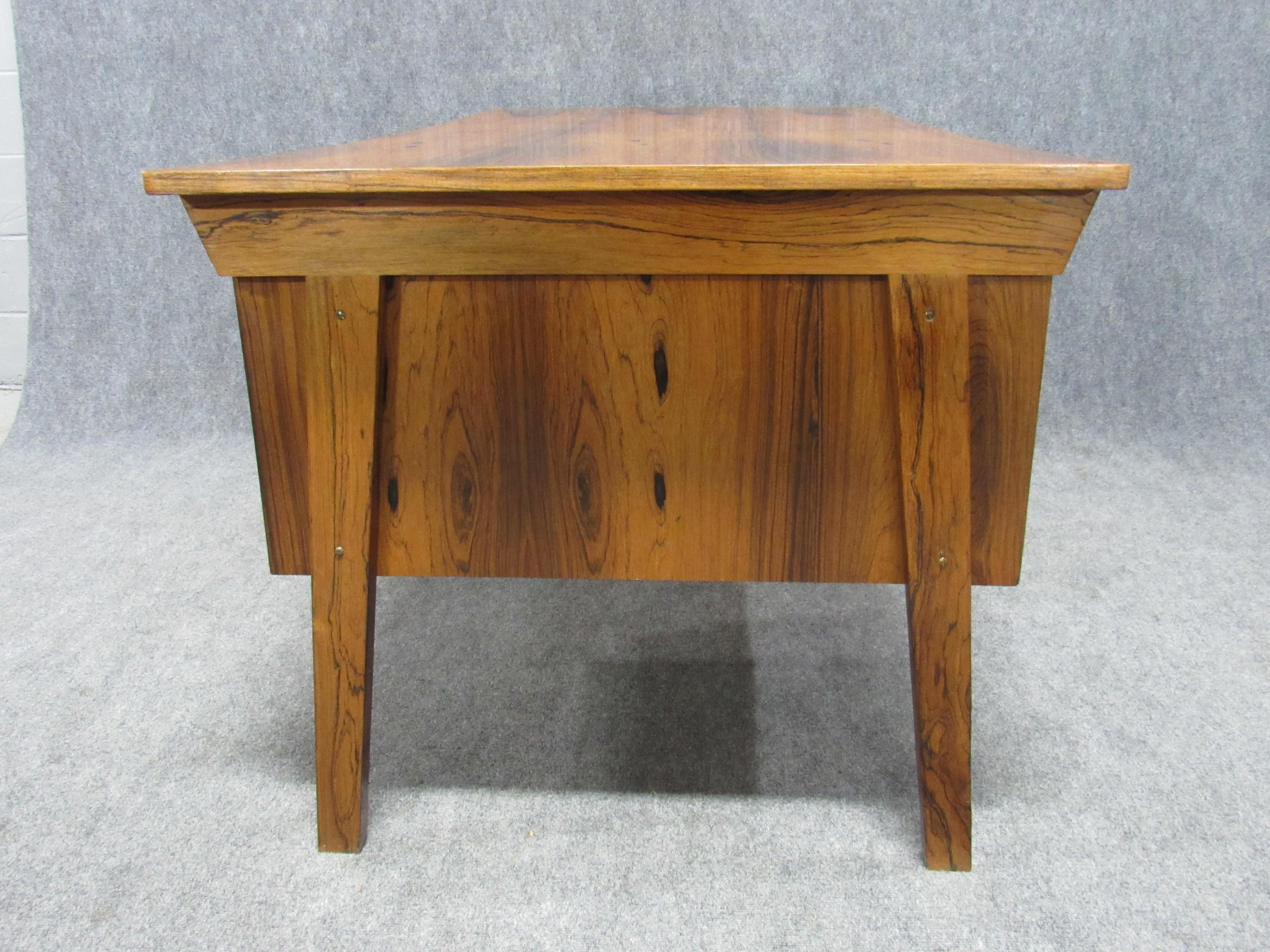 Midcentury Danish Modern Desk Crafted in Dramatically Figured Rosewood 11