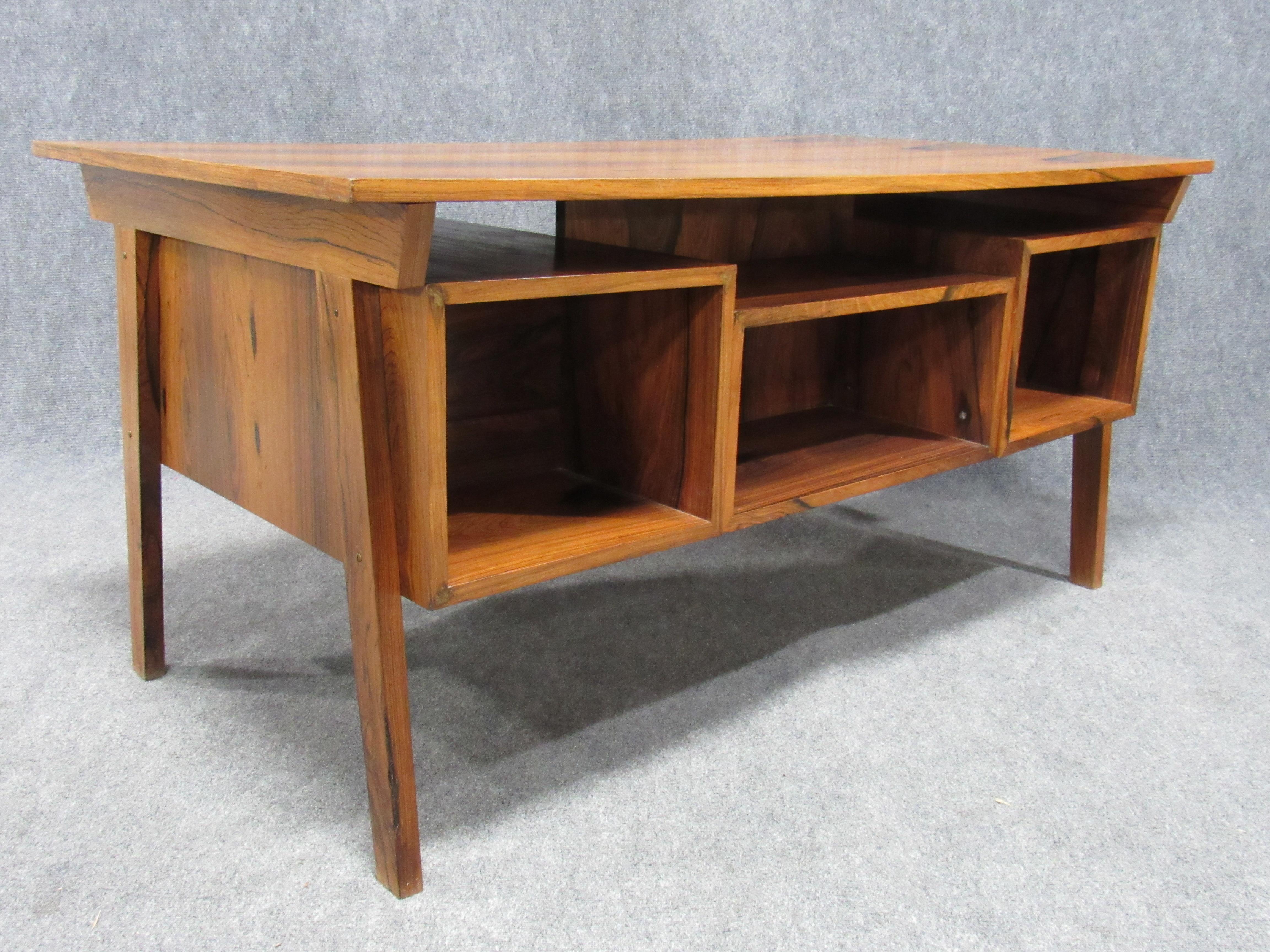 Midcentury Danish Modern Desk Crafted in Dramatically Figured Rosewood 12