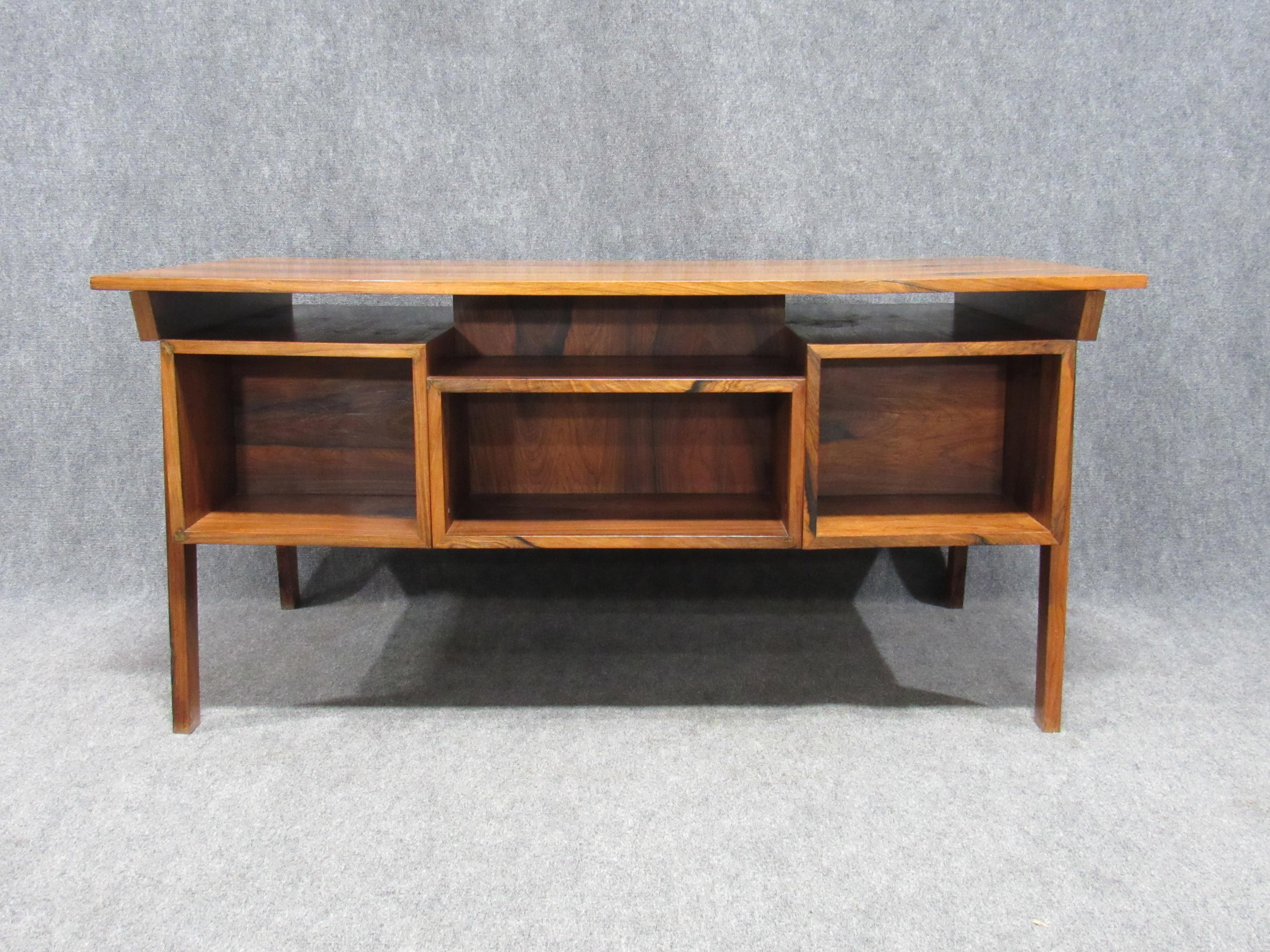 Midcentury Danish Modern Desk Crafted in Dramatically Figured Rosewood 13