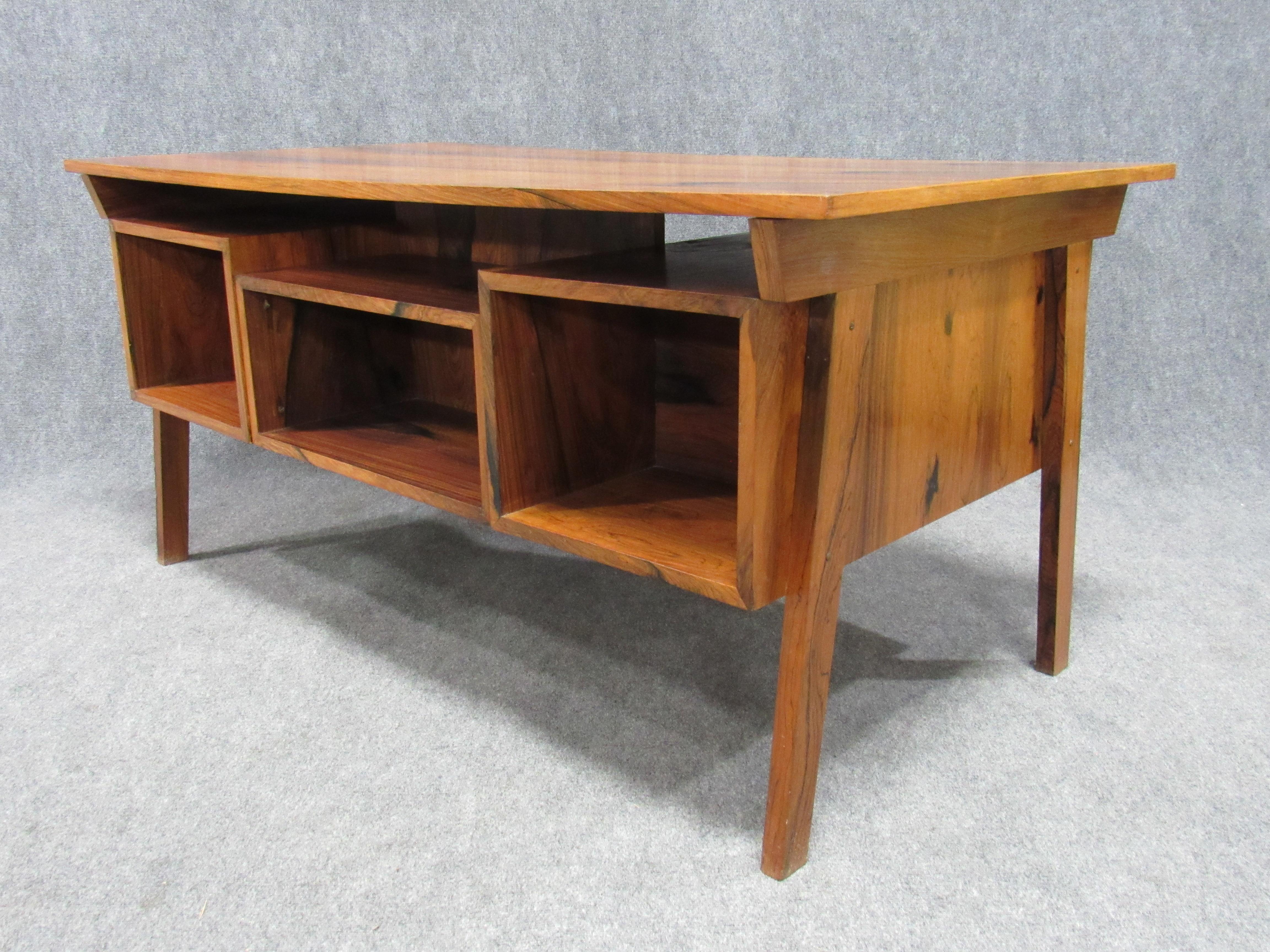 Midcentury Danish Modern Desk Crafted in Dramatically Figured Rosewood 14