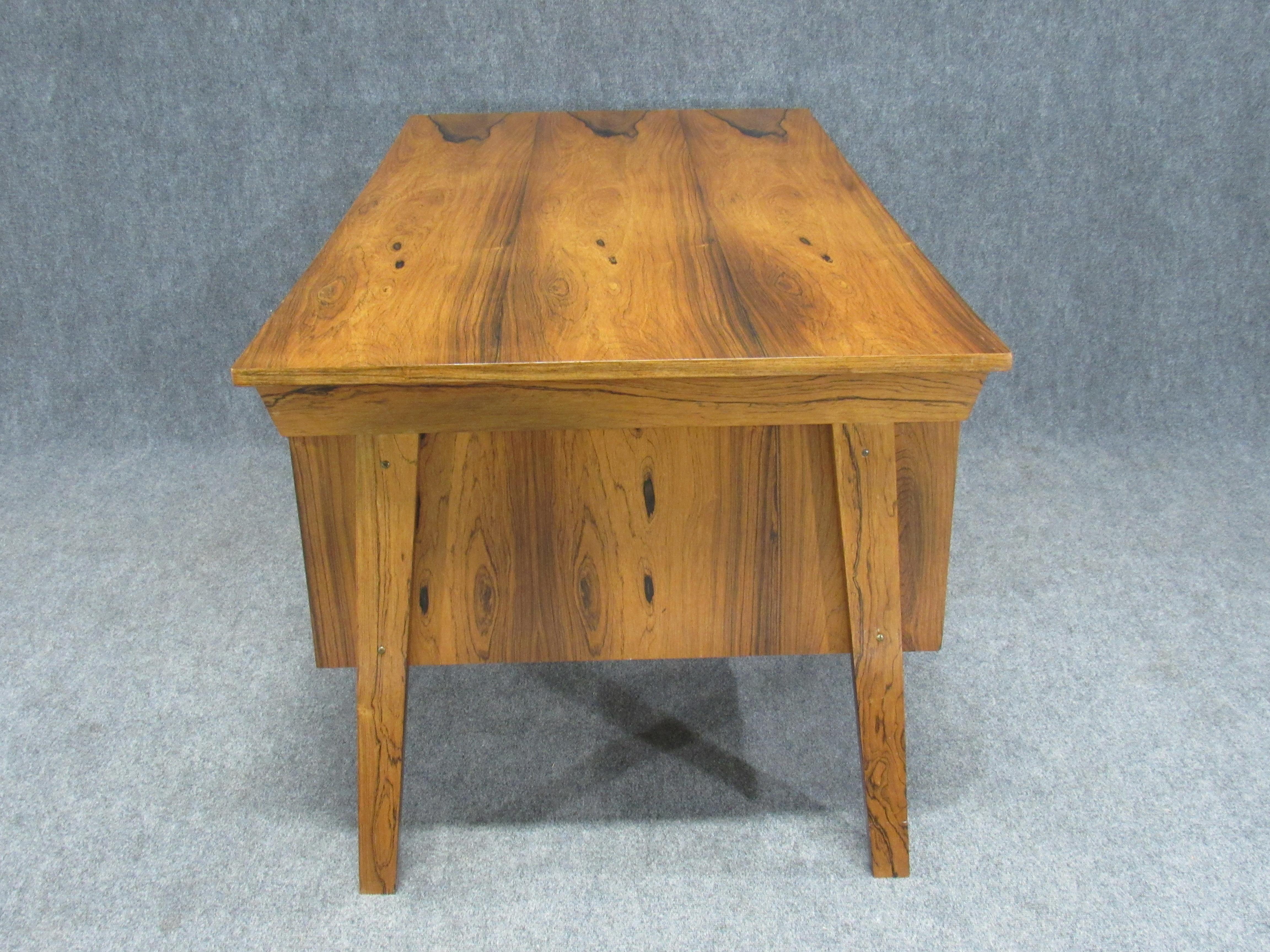 Mid-Century Modern Midcentury Danish Modern Desk Crafted in Dramatically Figured Rosewood