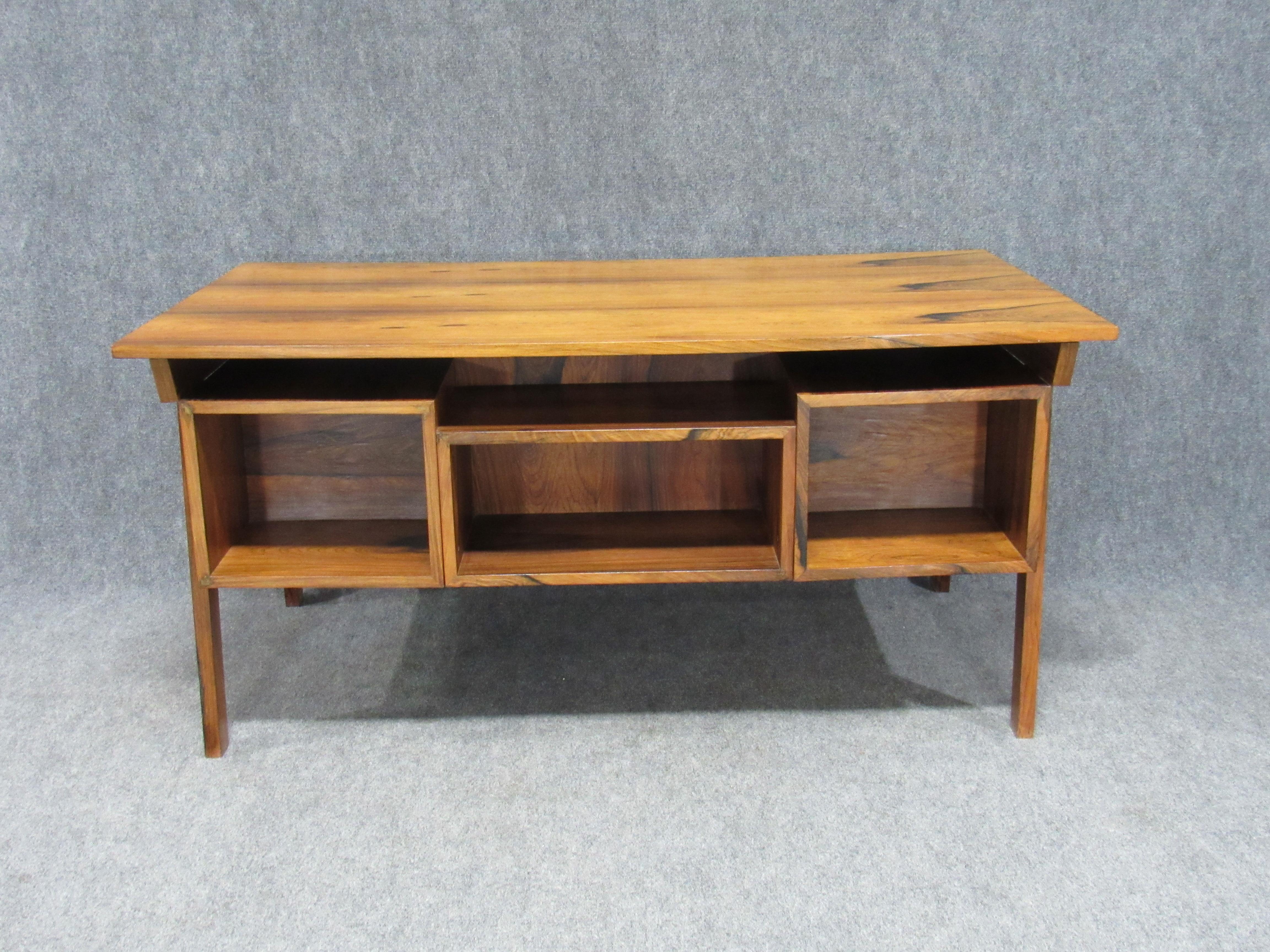 20th Century Midcentury Danish Modern Desk Crafted in Dramatically Figured Rosewood