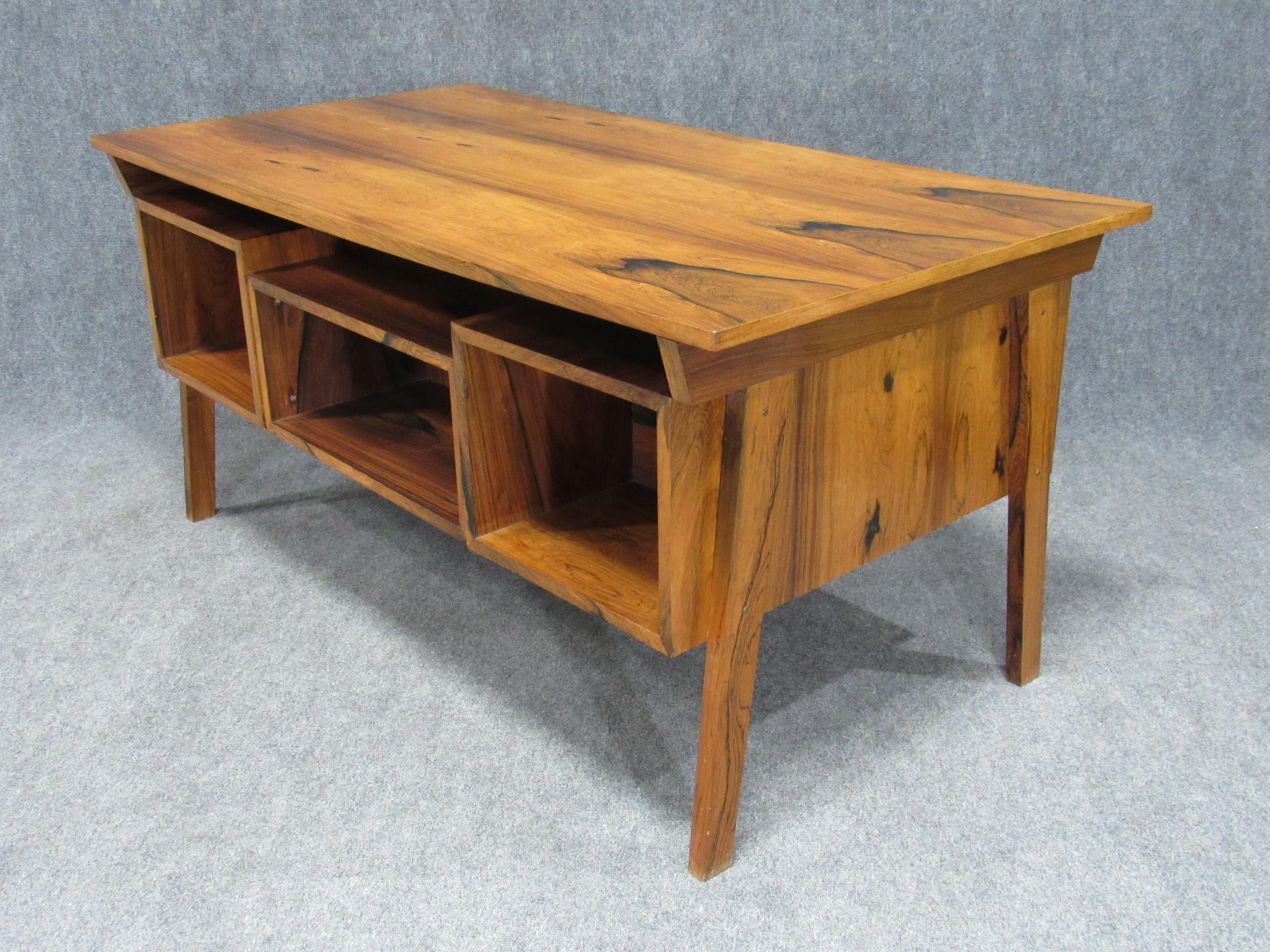 Midcentury Danish Modern Desk Crafted in Dramatically Figured Rosewood 1