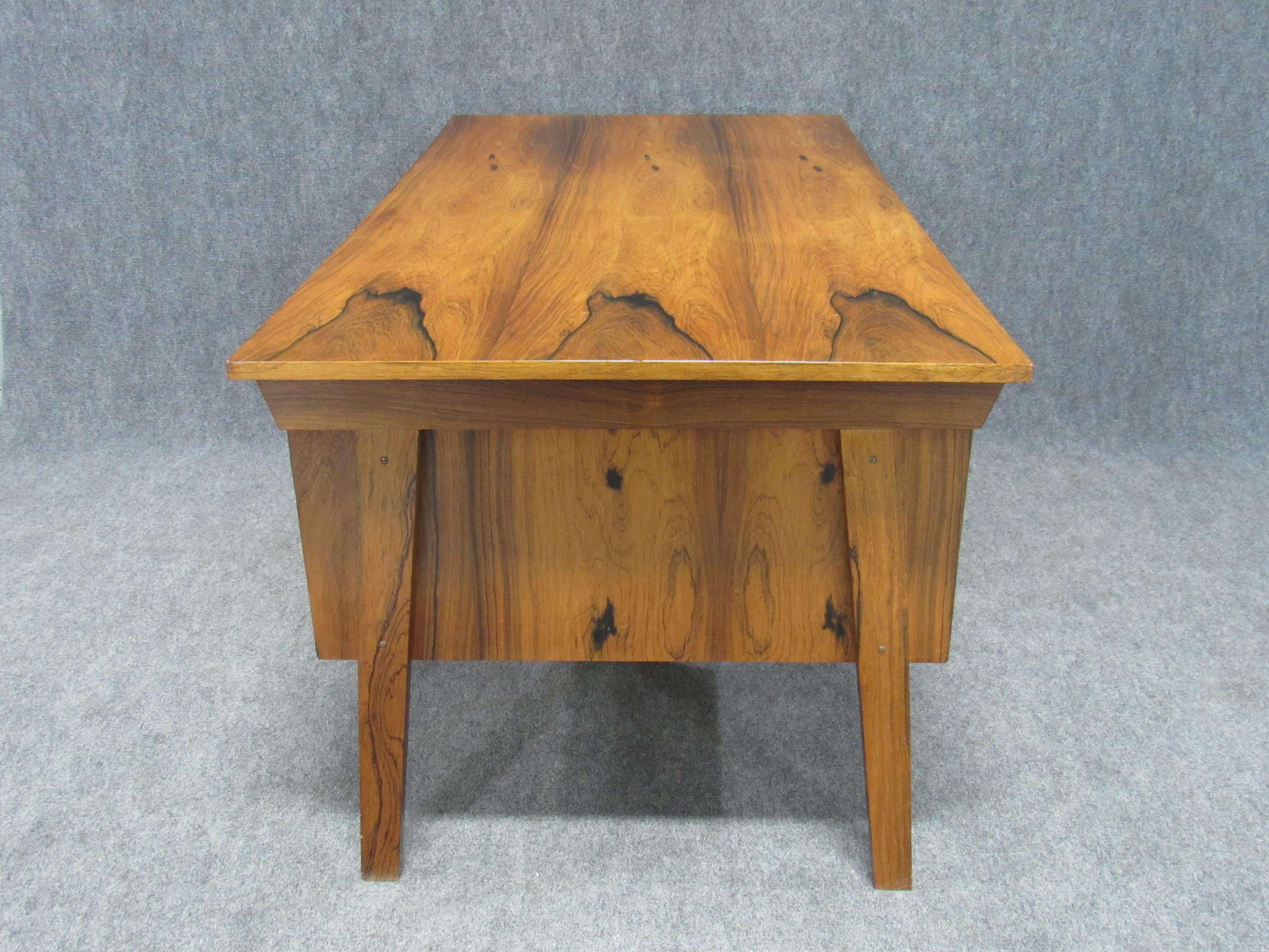 Midcentury Danish Modern Desk Crafted in Dramatically Figured Rosewood 2