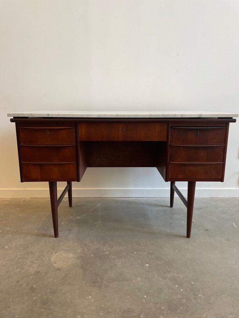 Mid-Century Modern Mid-Century Danish Modern Desk with Marble Top