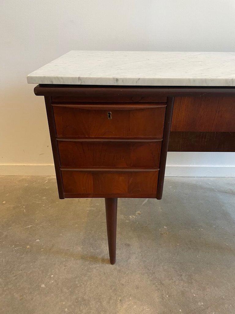 Mid-Century Danish Modern Desk with Marble Top In Good Condition In Long Island City, NY